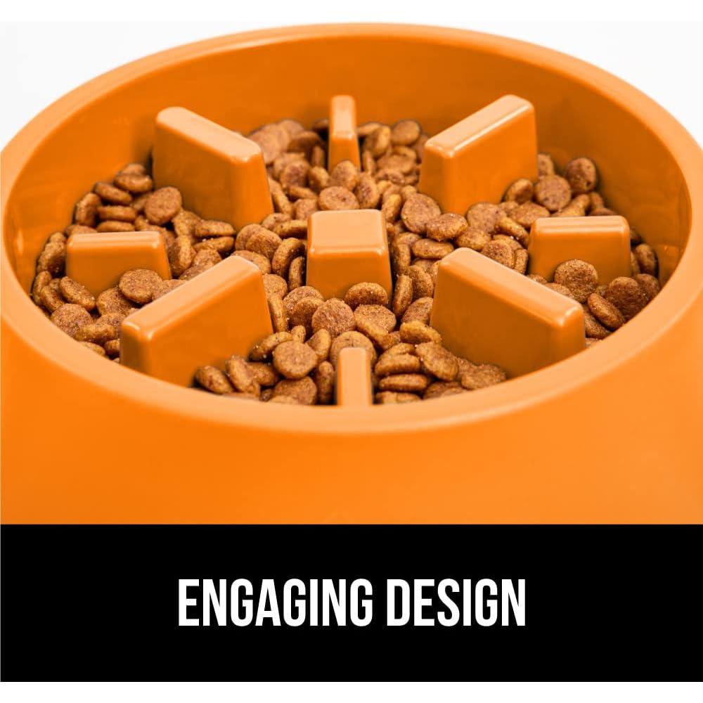 Tazón Interactivo para Perros y Gatos Gorilla Grip 2 Tazas Naranja