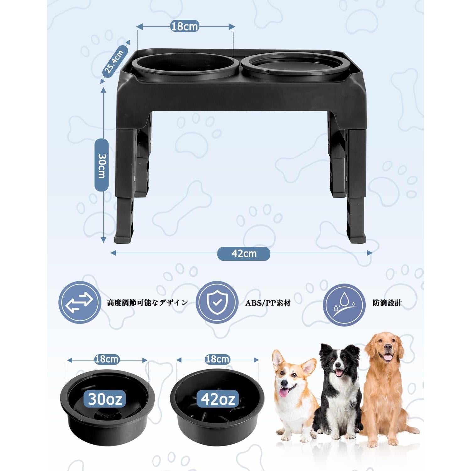 Cuencos Elevados para Perros SCHITEC, Comedero Lento Ajustable 4 Alturas