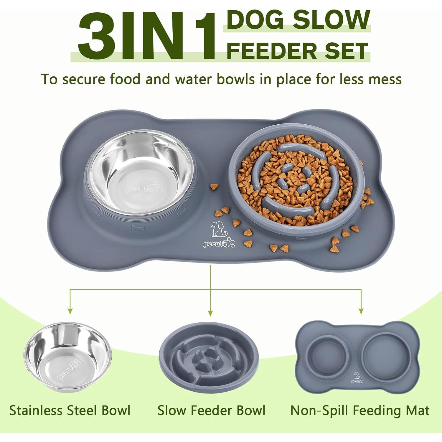 Comedero Lento Pecute para Perros y Gatos 13.5 oz Antideslizante