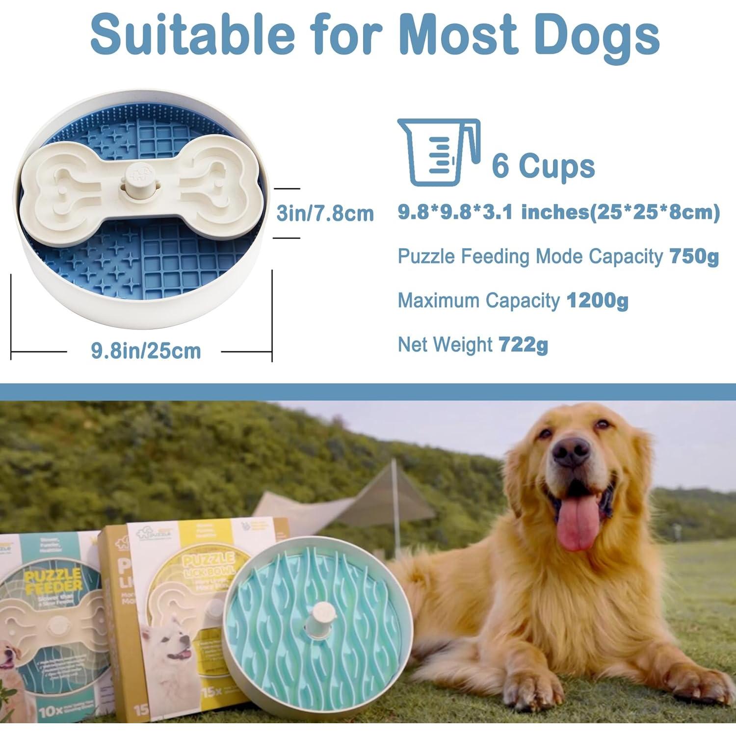 Cuenco para Perros Suhaco 4 en 1 Alimentación Lenta 25cm Azul