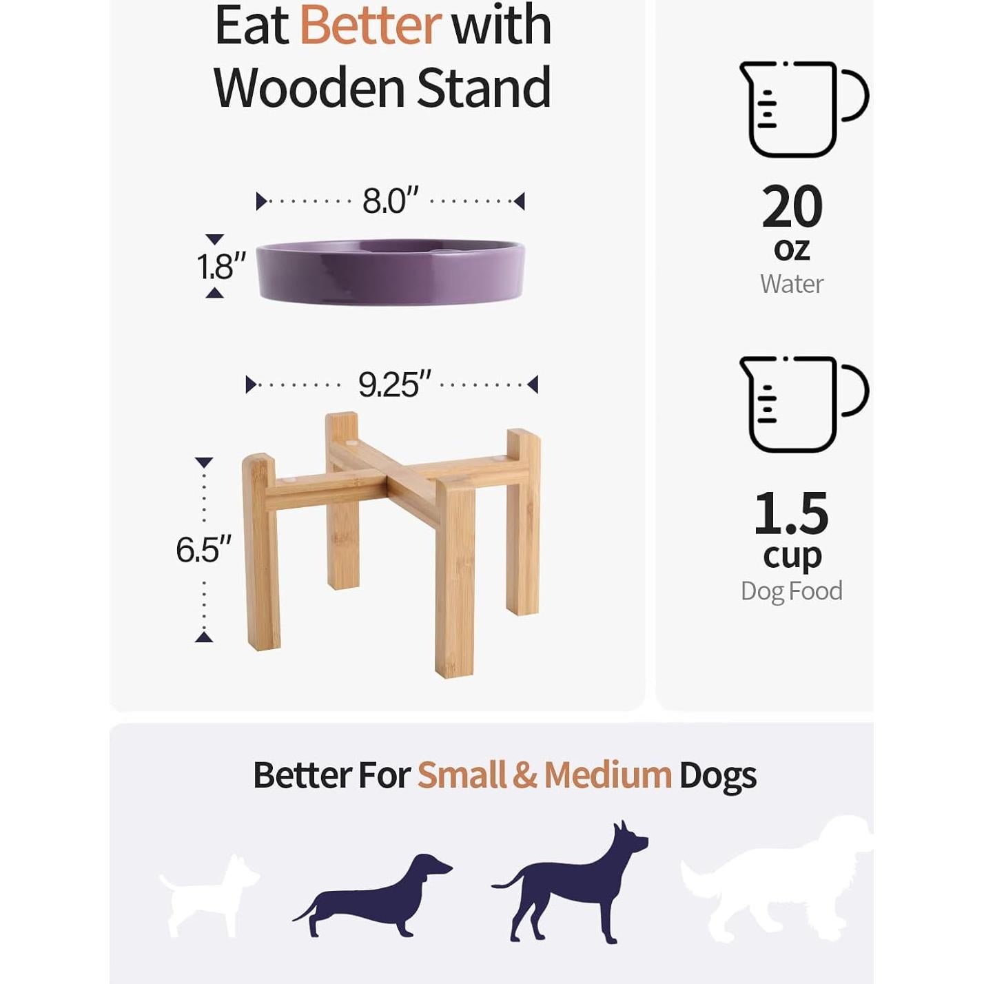 Cuenco Elevado para Perros Addogyy Morado Cerámica 22 cm