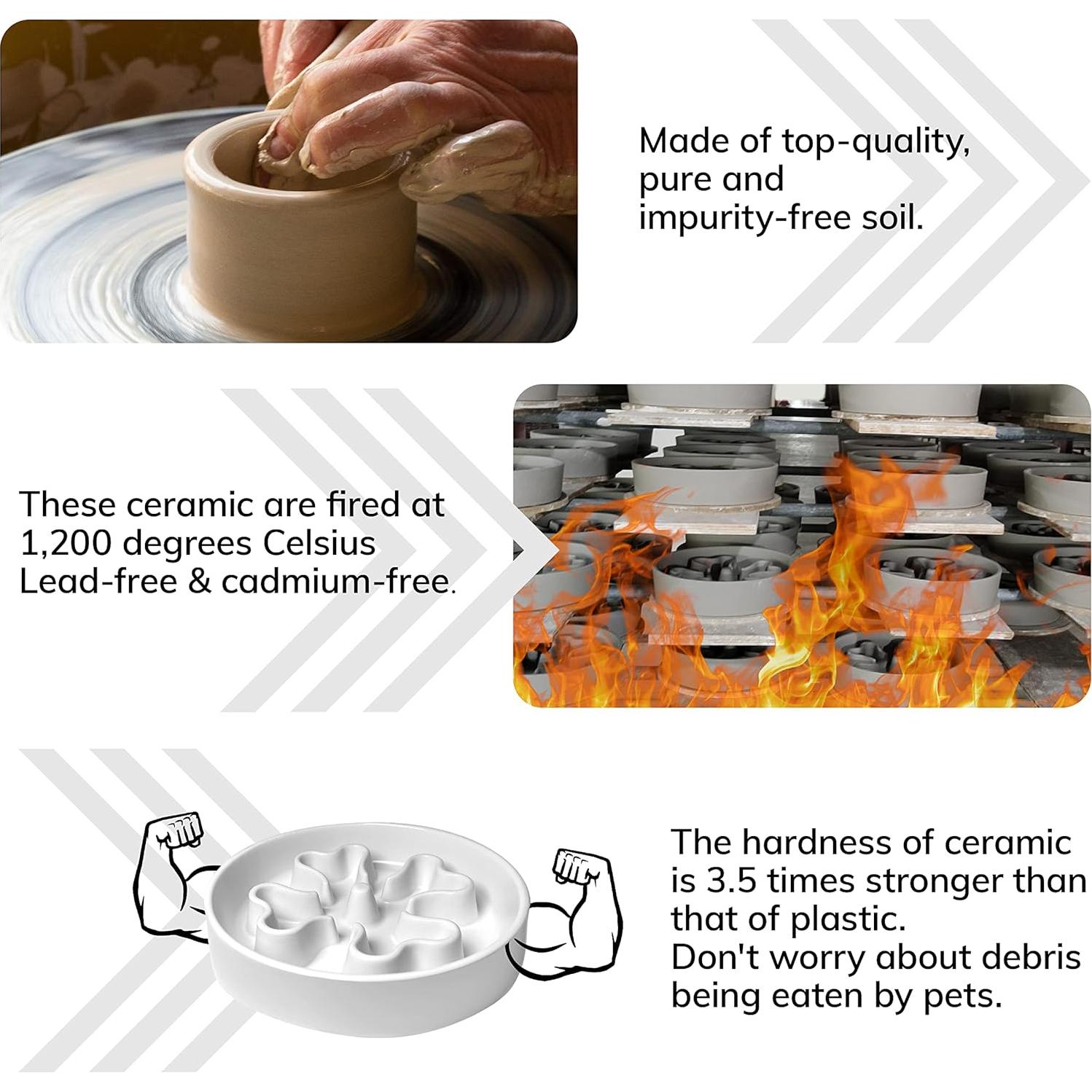 Comedero Lento Elevado Gocess Cerámica Blanco 2.5 Tazas