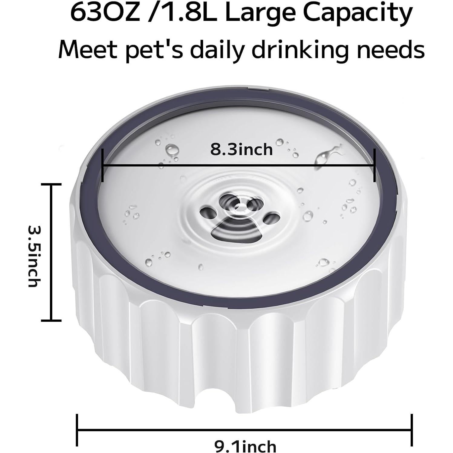 Cuenco de Agua Antideslizante para Perros 2L Famigreta Blanco