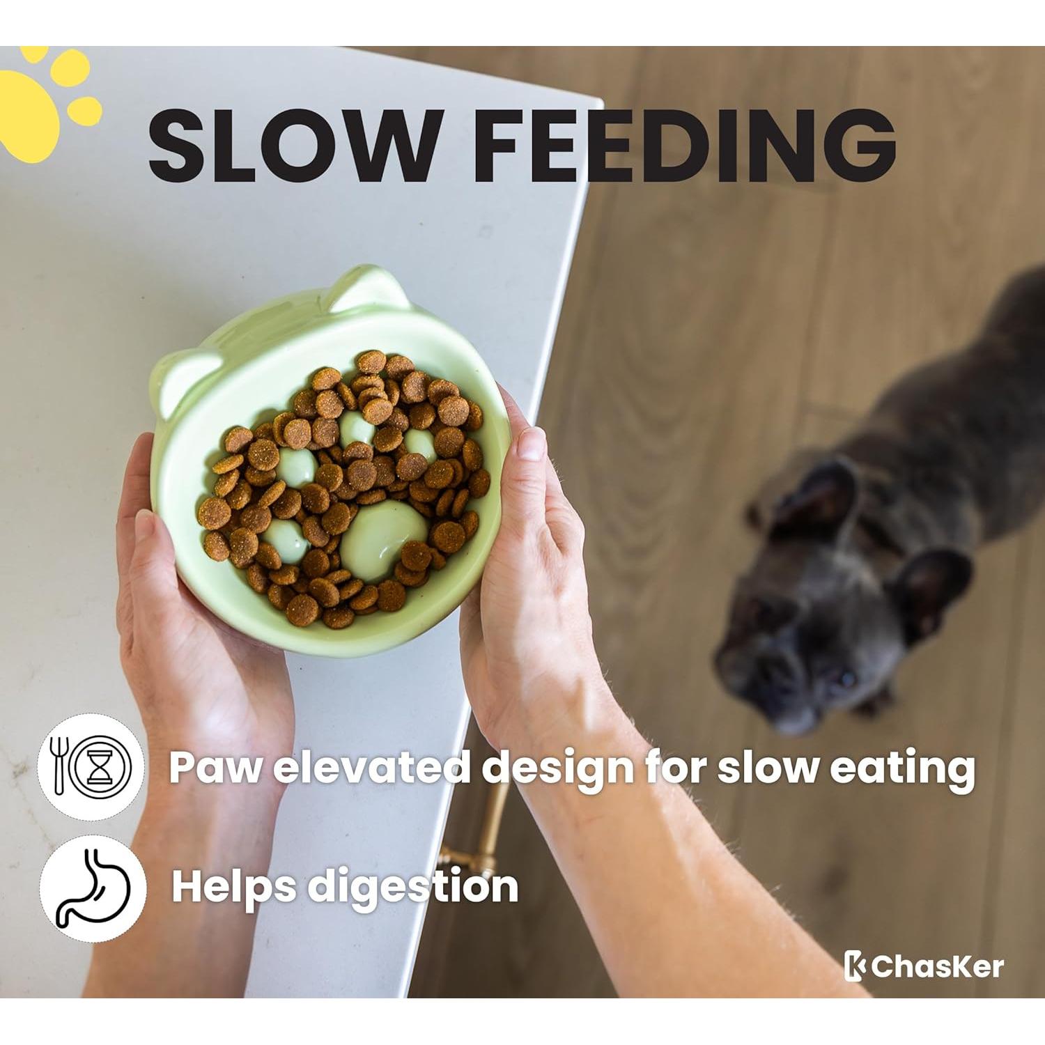 Cuenco de Alimentación Lenta Cerámica ChasKer 15cm Antideslizante