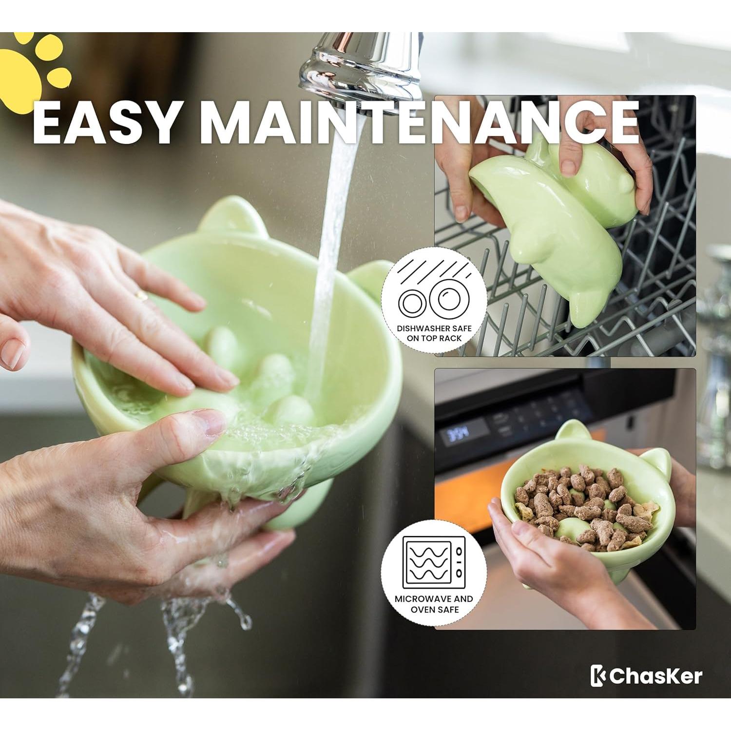 Cuenco de Alimentación Lenta Cerámica ChasKer 15cm Antideslizante