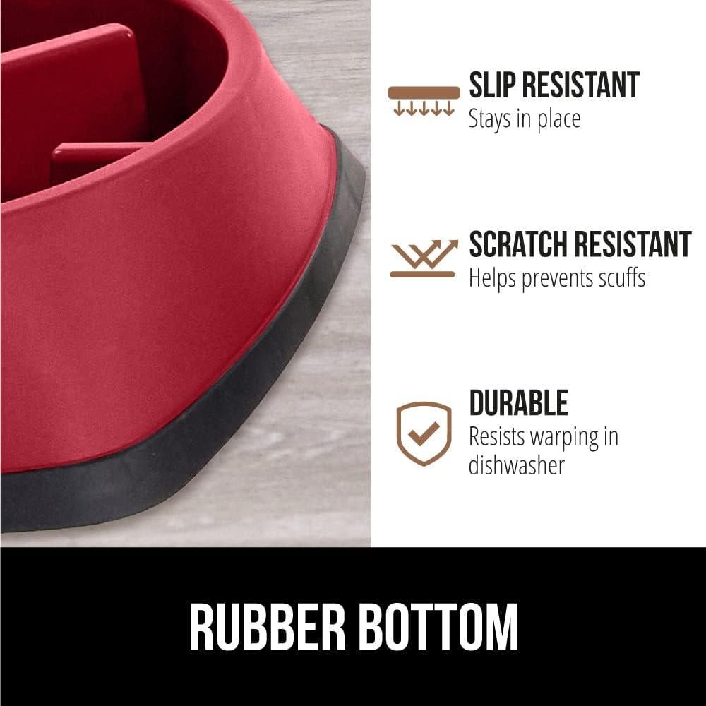 Tazón de Comida Lenta Gorilla Grip 4 Tazas Rojo Antideslizante