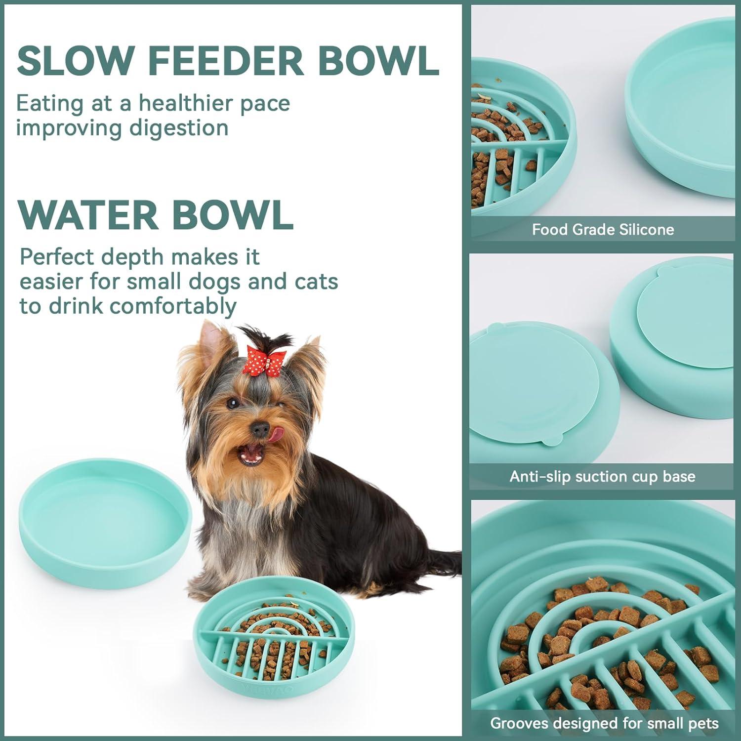 Juego de Cuencos de Silicona VEEVAO para Perros y Gatos 1.4L y 2L