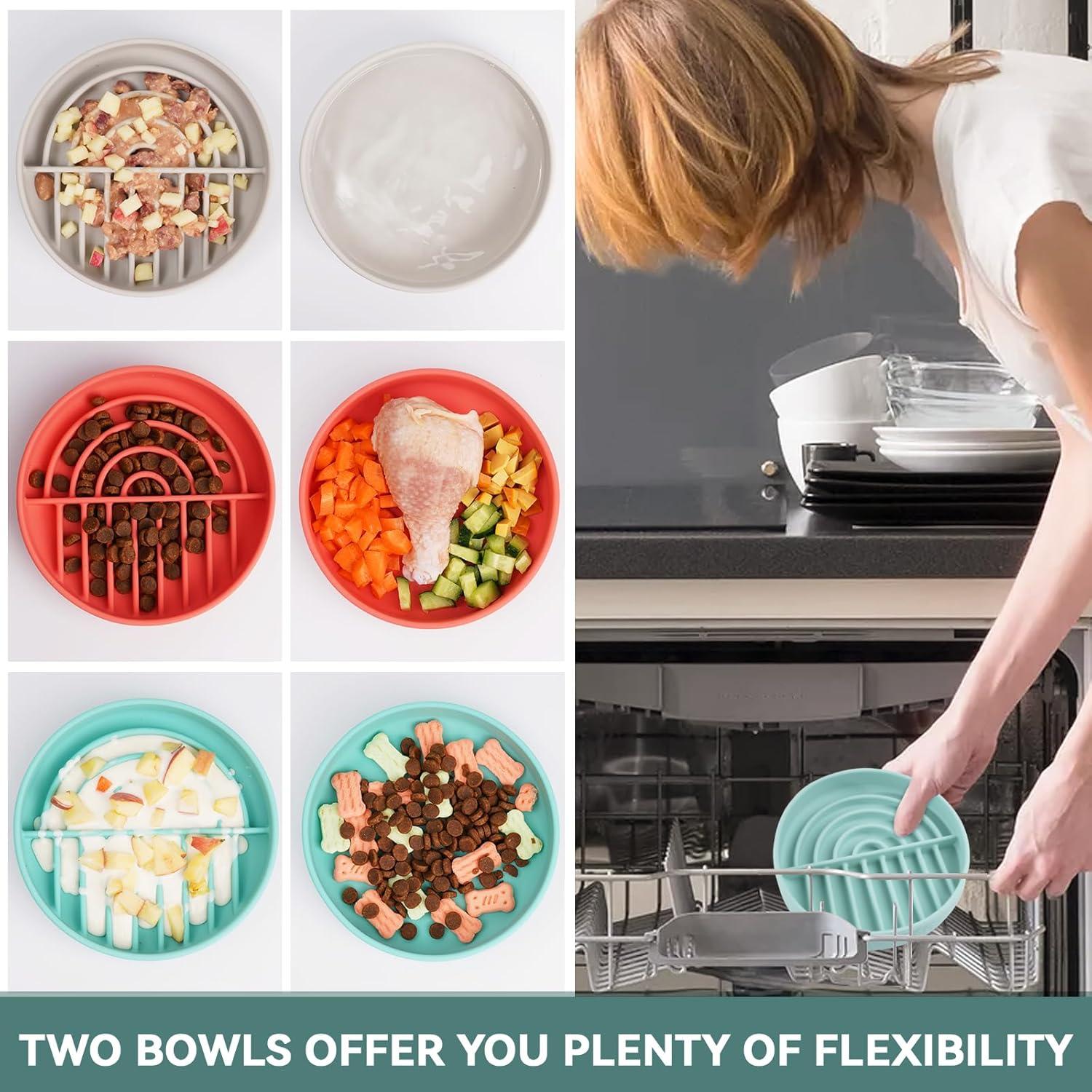 Juego de Cuencos de Silicona VEEVAO para Perros y Gatos 1.4L y 2L
