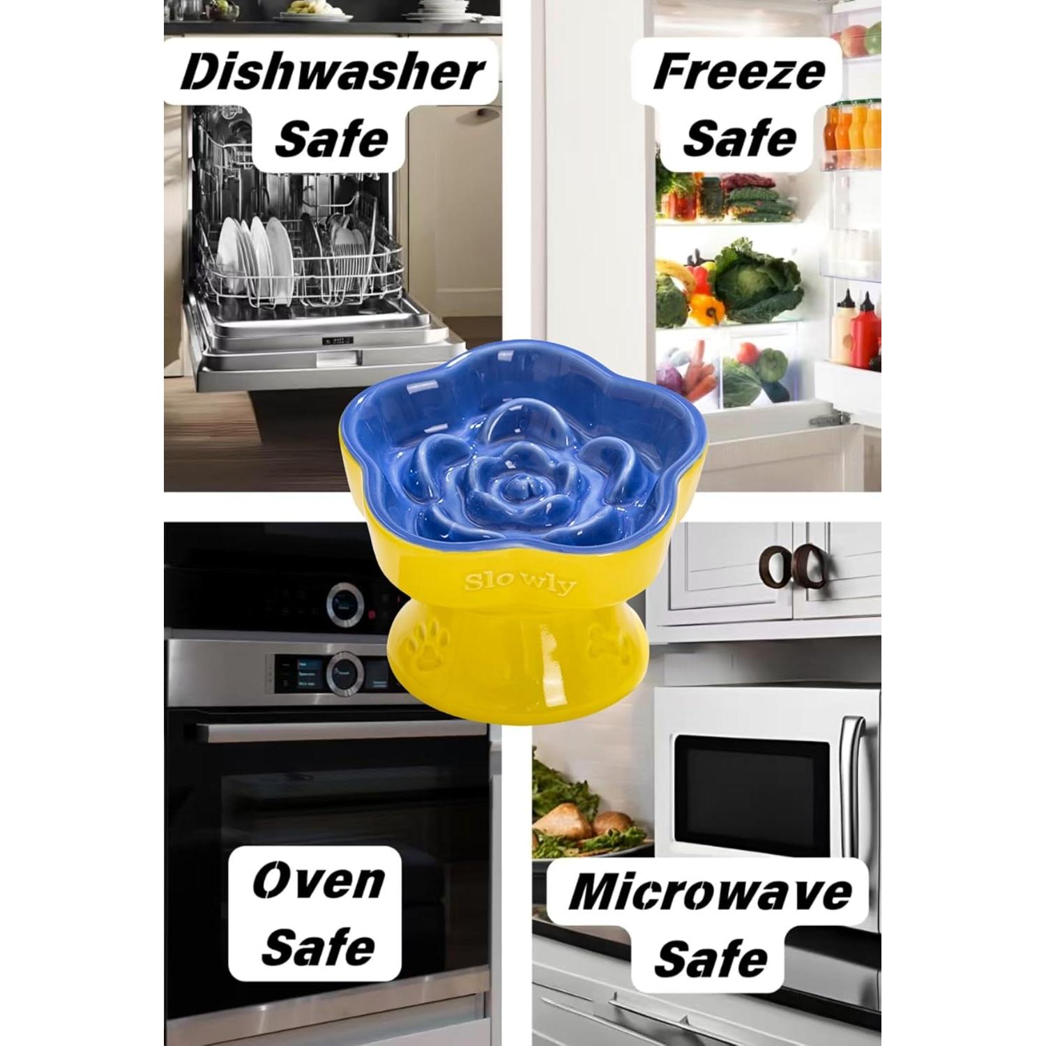 Tazón Elevado de Cerámica Aquainno para Gatos 14.73 cm Azul