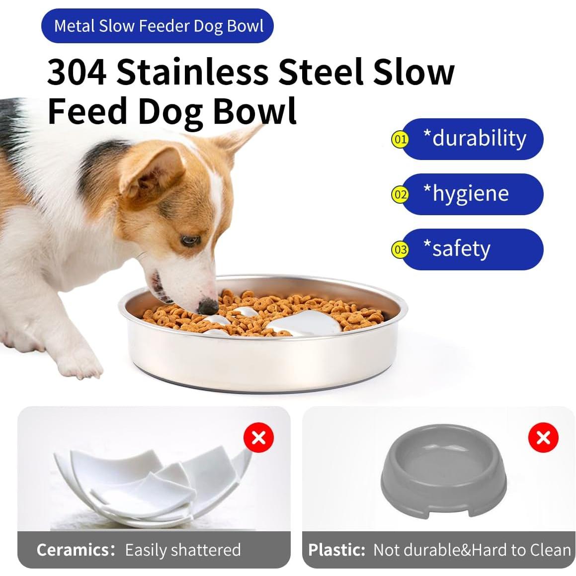 Cuenco para Perros de Alimentación Lenta IPUPLAR 2-4 Tazas Acero Inoxidable