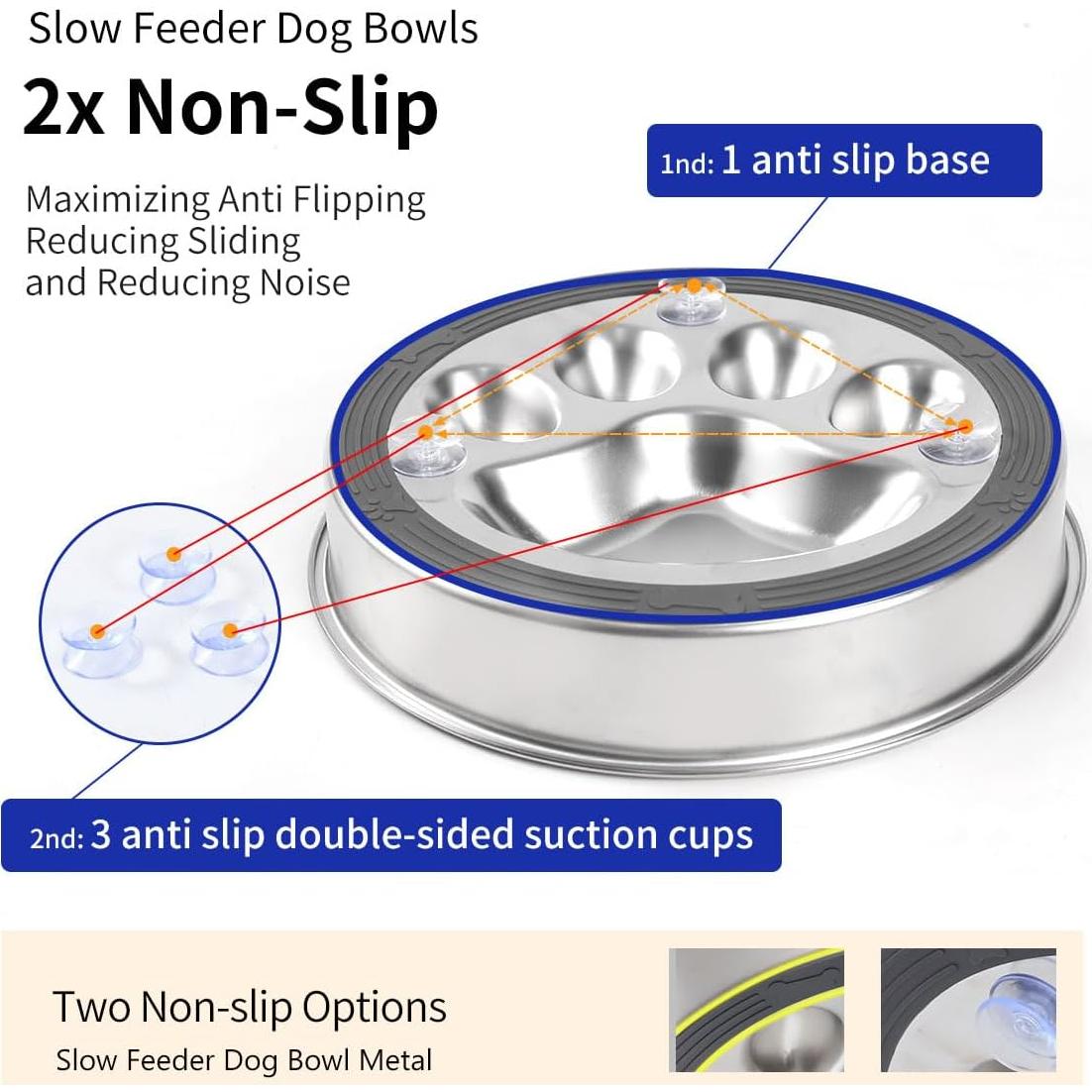 Cuenco para Perros de Alimentación Lenta IPUPLAR 2-4 Tazas Acero Inoxidable