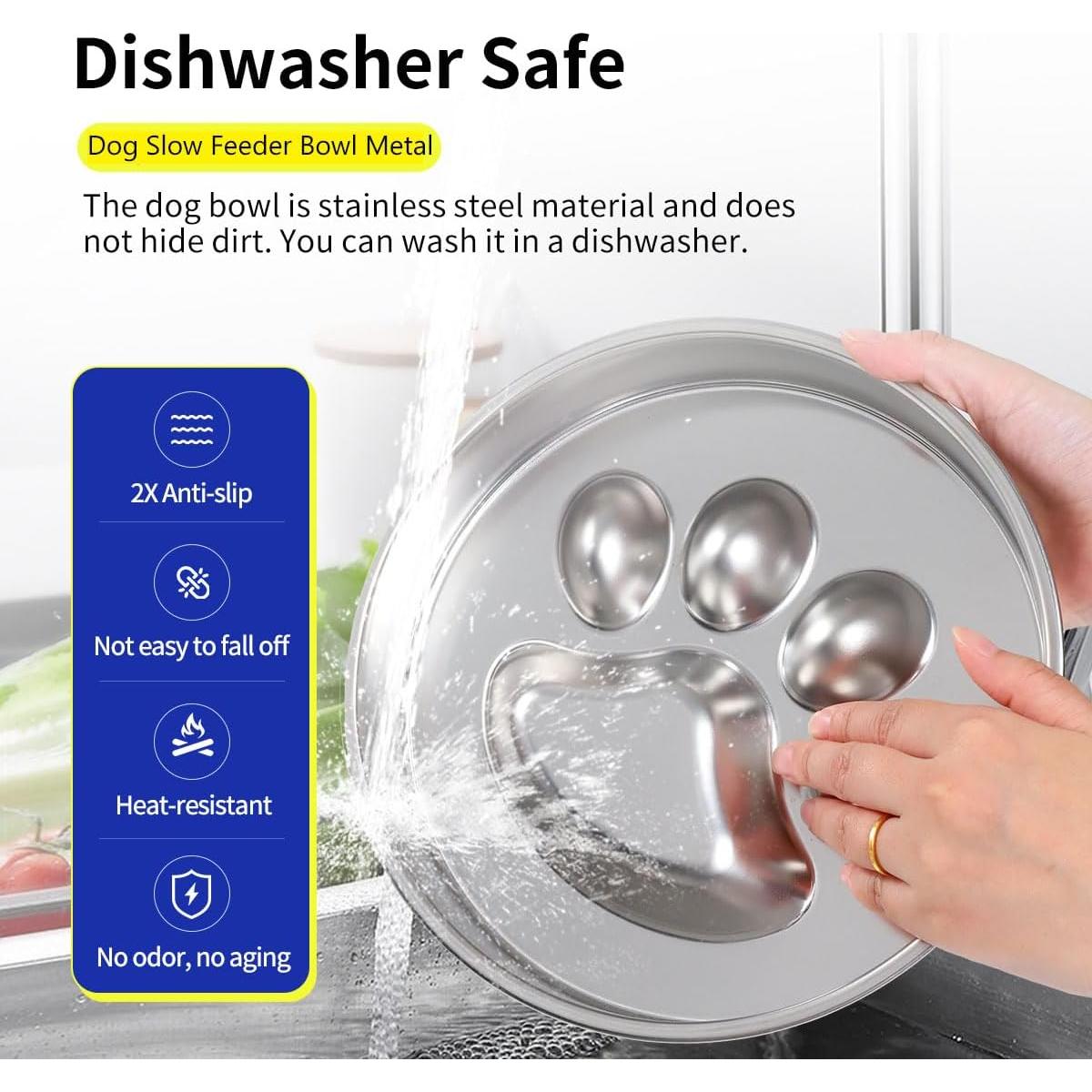 Cuenco para Perros de Alimentación Lenta IPUPLAR 2-4 Tazas Acero Inoxidable