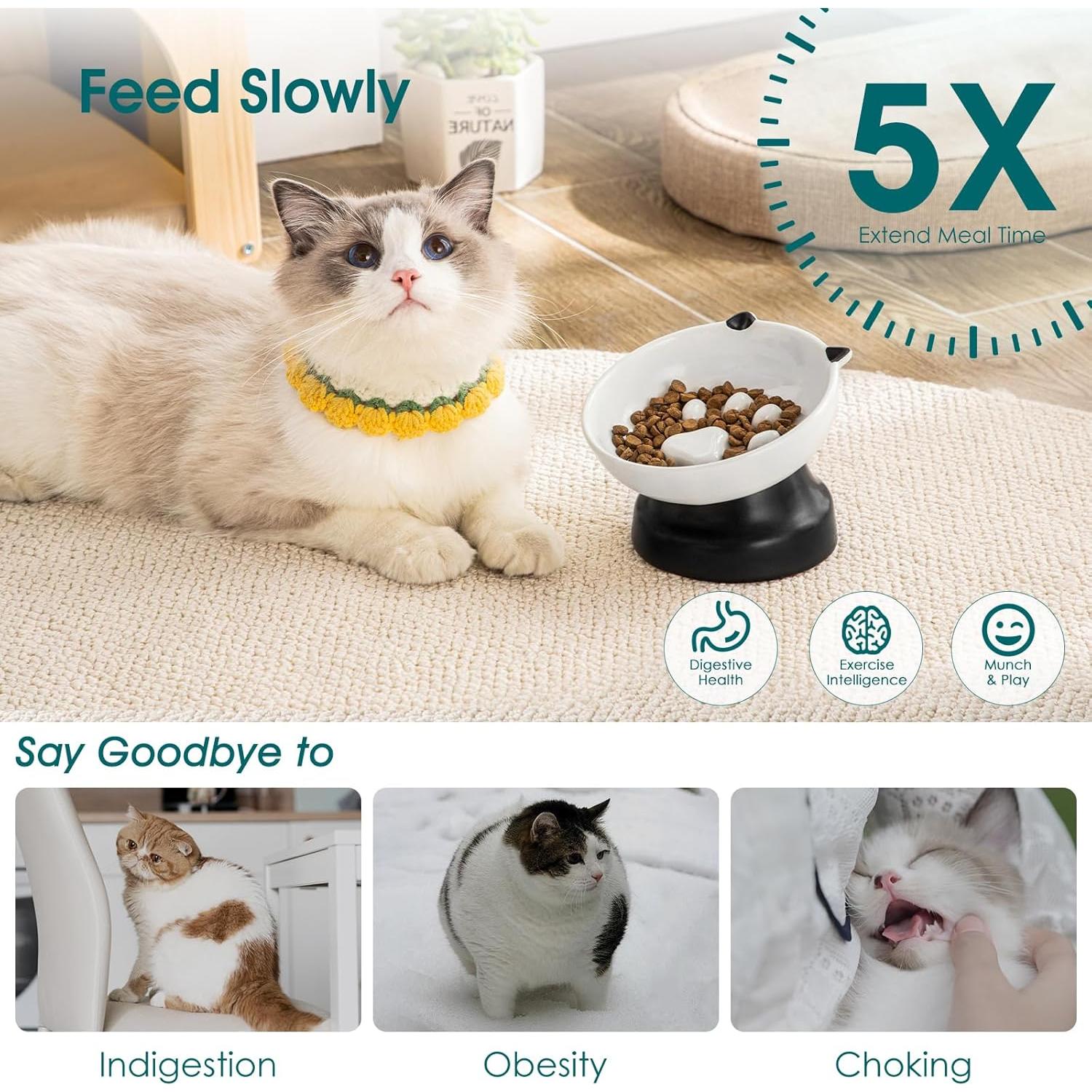 Cuenco Elevado para Gatos vancasso Cerámica Antideslizante 14cm