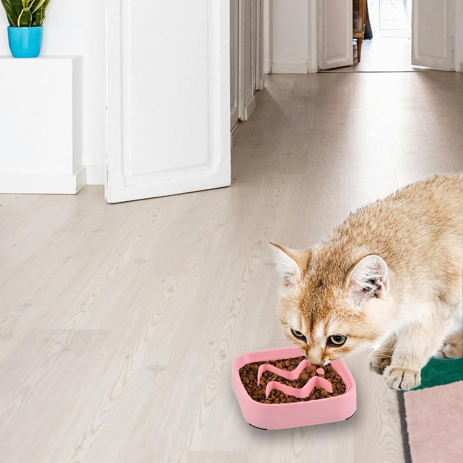 Cuencos de Comida Lenta Jaczora para Perros y Gatos - 2 Pack Rosa