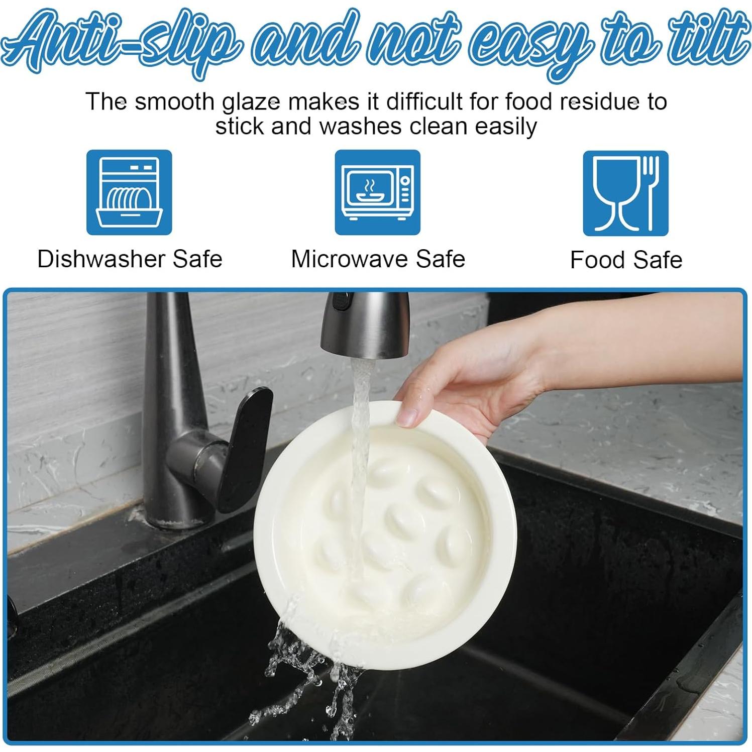 Cuenco de Cerámica Antiahogo PETVENTURE 16 cm para Perros y Gatos