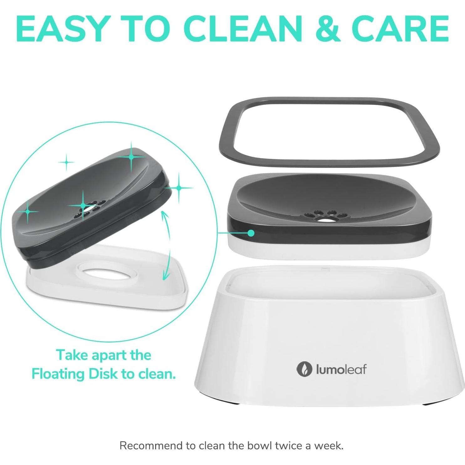 Cuenco de Agua Antiderrame LumoLeaf 1.04L para Perros