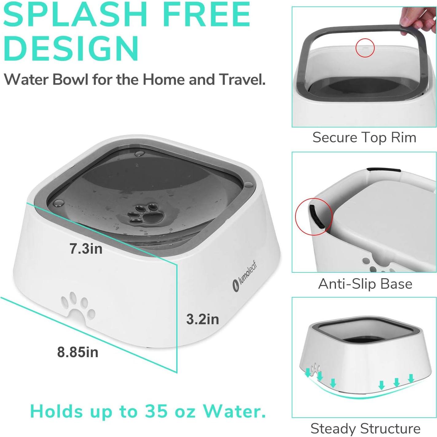 Cuenco de Agua Antiderrame LumoLeaf 1.04L para Perros