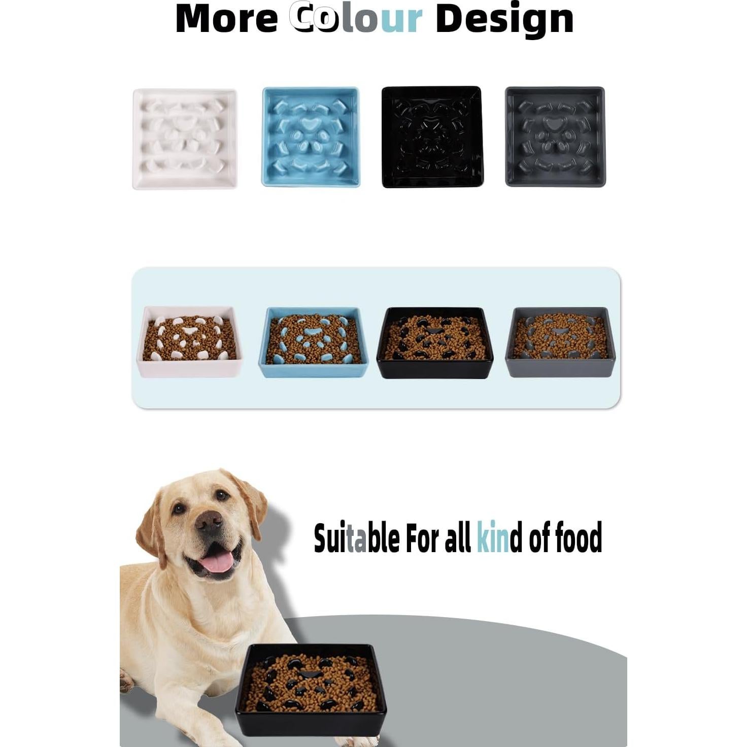 Cuenco de alimentación lenta para perros HAOTOP 20.3cm Cerámica Negro