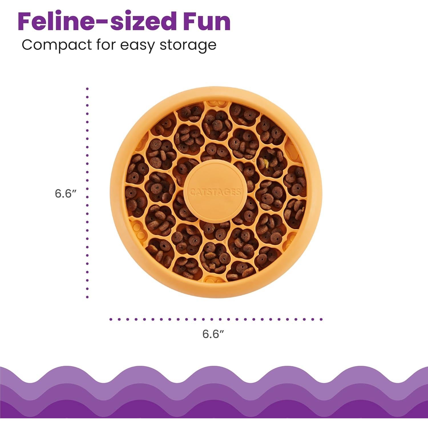 Tazón de Comida Lenta para Gatos Catstages, 1/2 Taza, Naranja