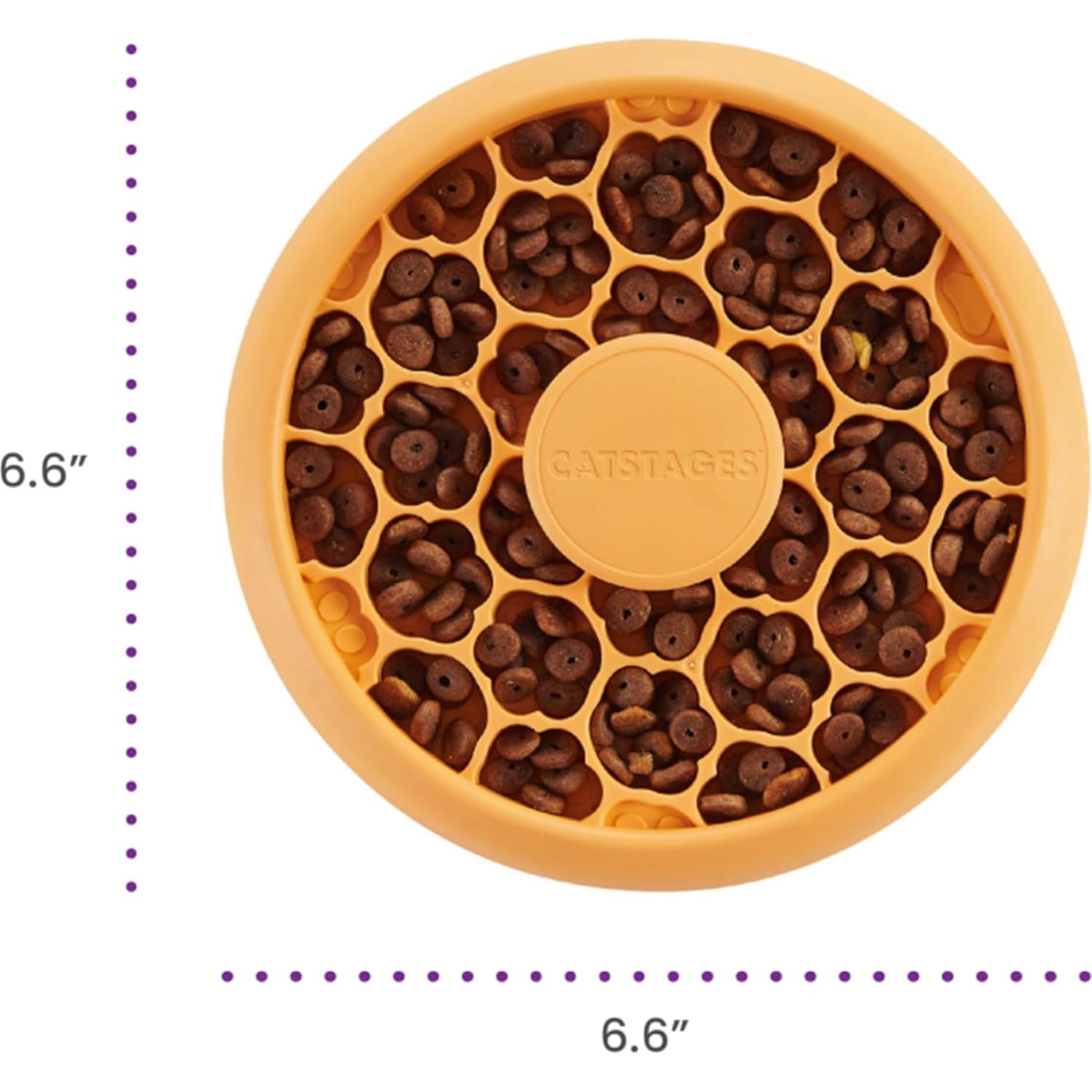 Tazón de Comida Lenta para Gatos Catstages, 1/2 Taza, Naranja
