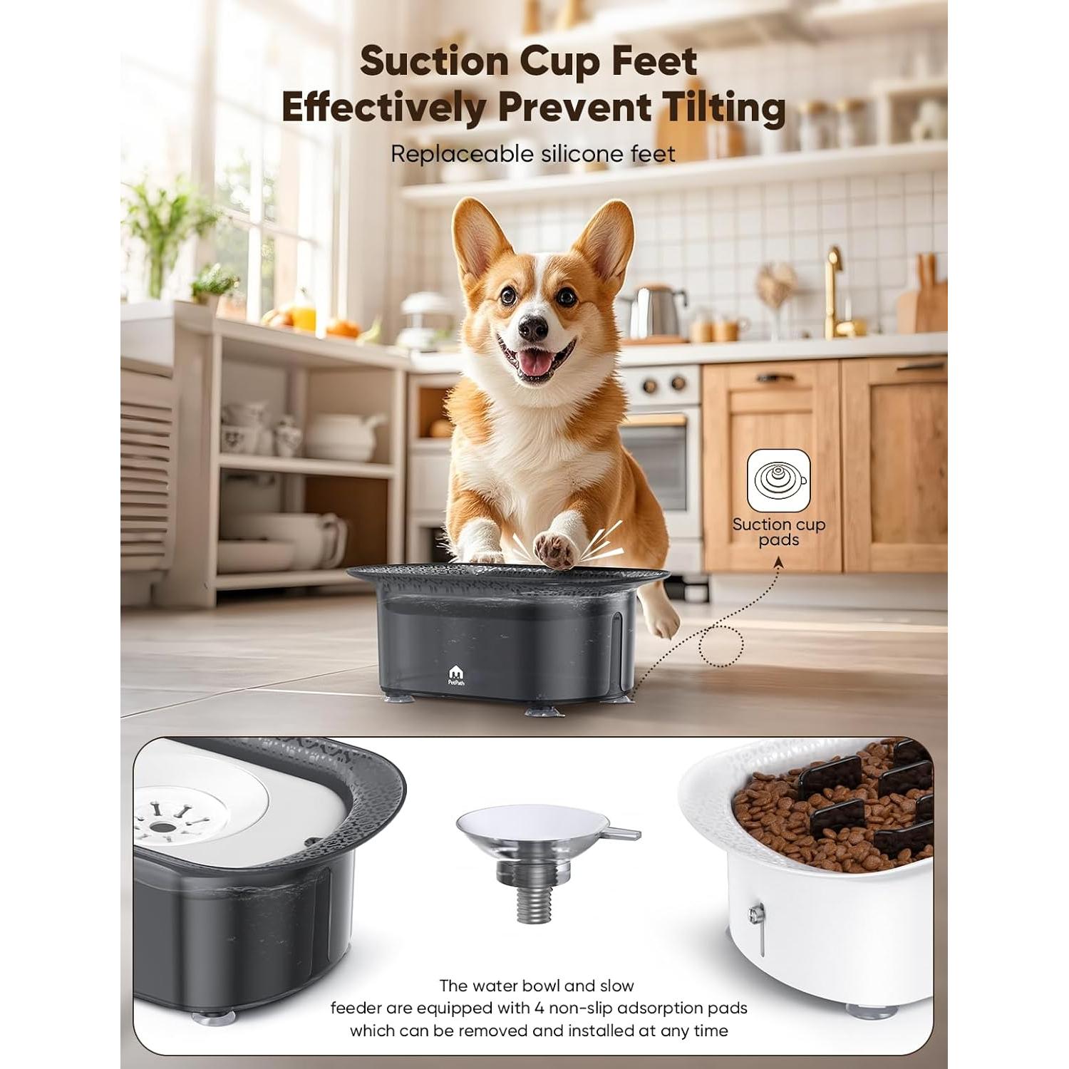 Cuencos para Perros PETPATH 2 Piezas Antidesbordamiento 2.2L