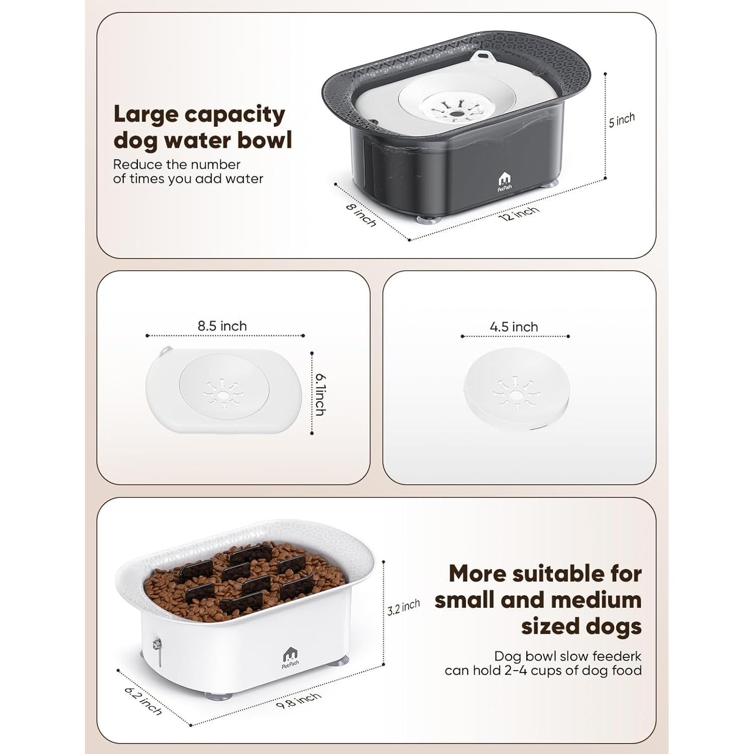 Cuencos para Perros PETPATH 2 Piezas Antidesbordamiento 2.2L