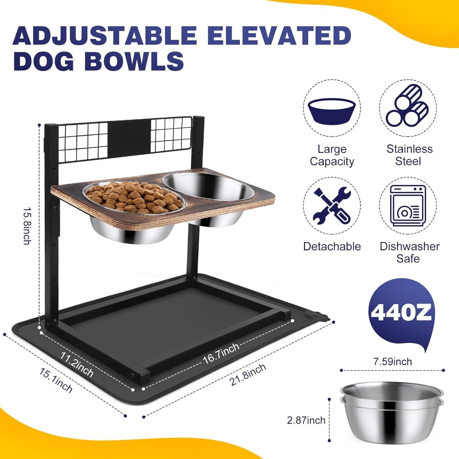 Cuencos Elevados para Perros Ciconira con Alimentador Lento 1.24L