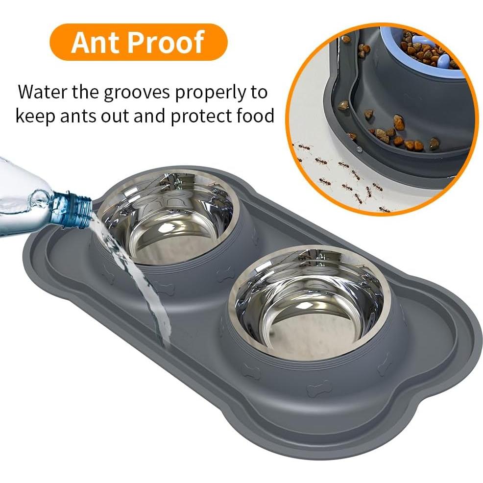 Juego de Cuencos Antideslizantes JOJOPEPE con Tapete Silicona