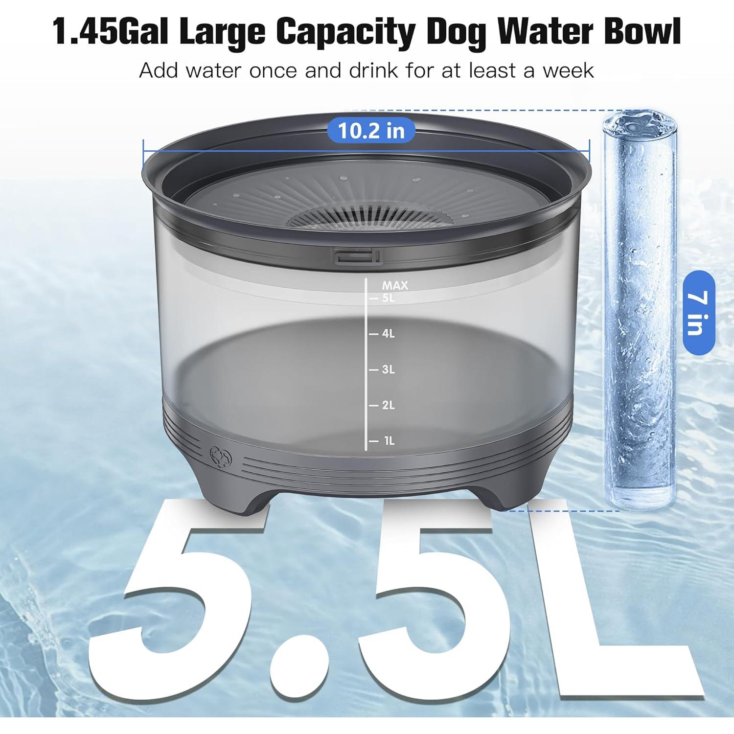 Cuenco de Agua para Perros UPSKY 5.5L Antideslizante