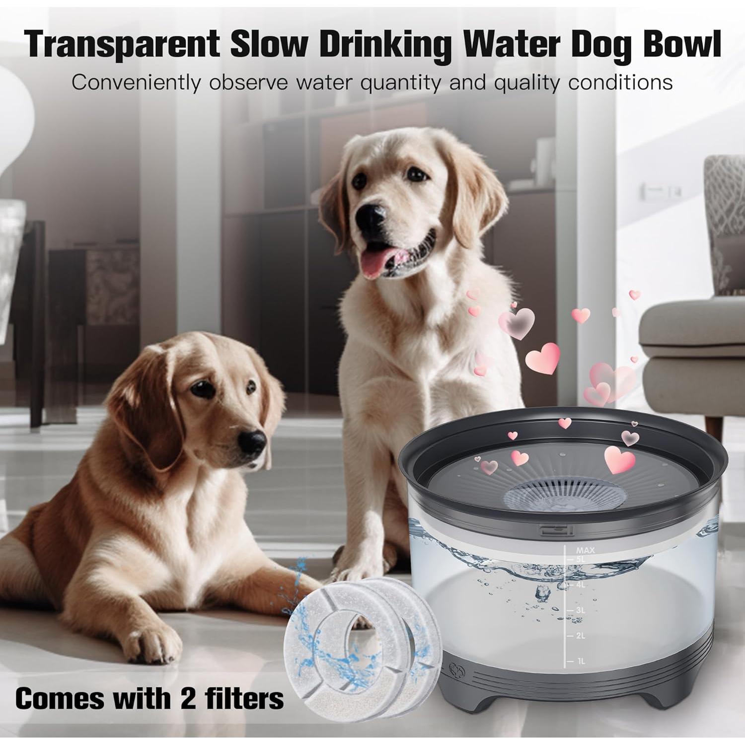 Cuenco de Agua para Perros UPSKY 5.5L Antideslizante