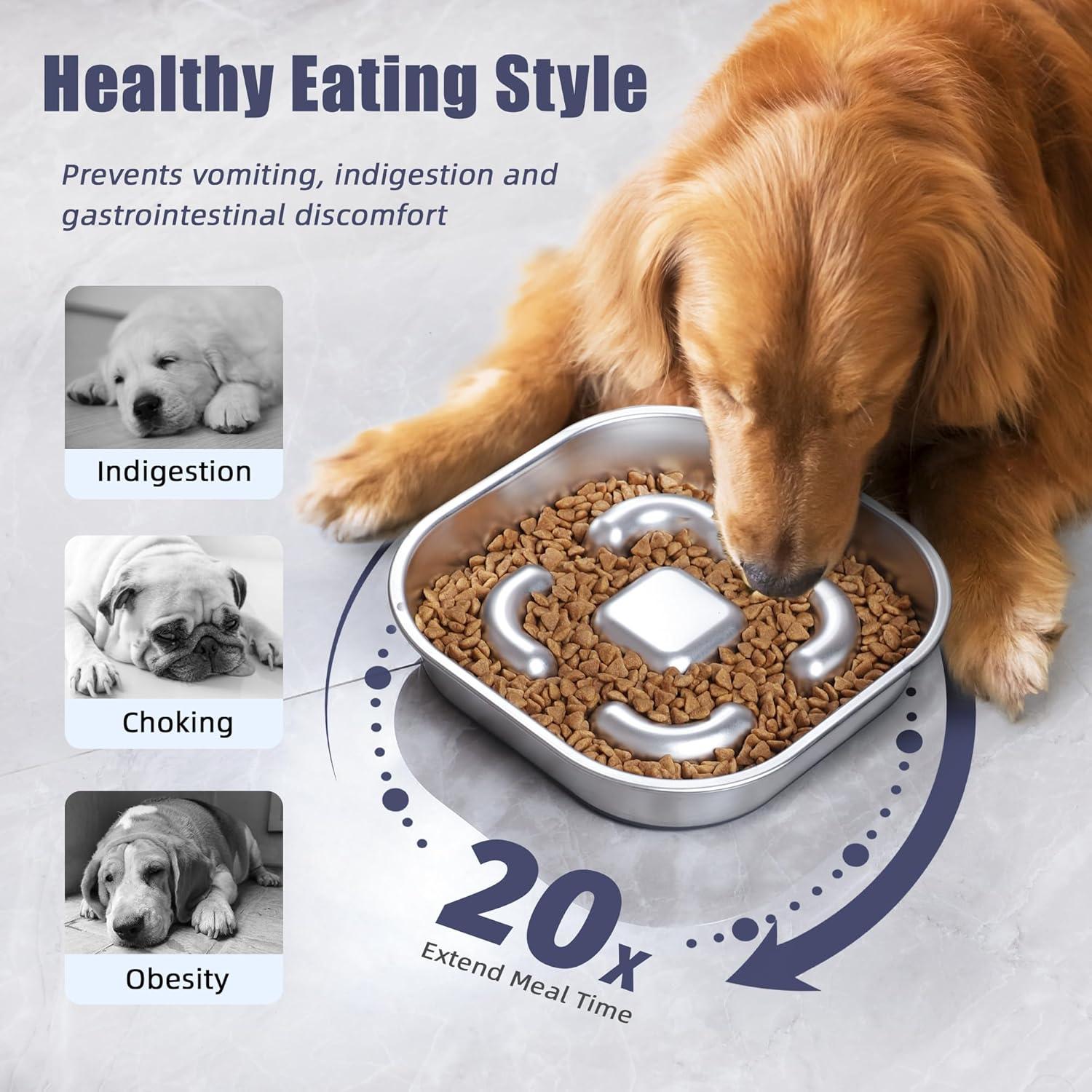 Cuenco de Alimentación Lenta Nicelock Acero Inoxidable 4 Tazas