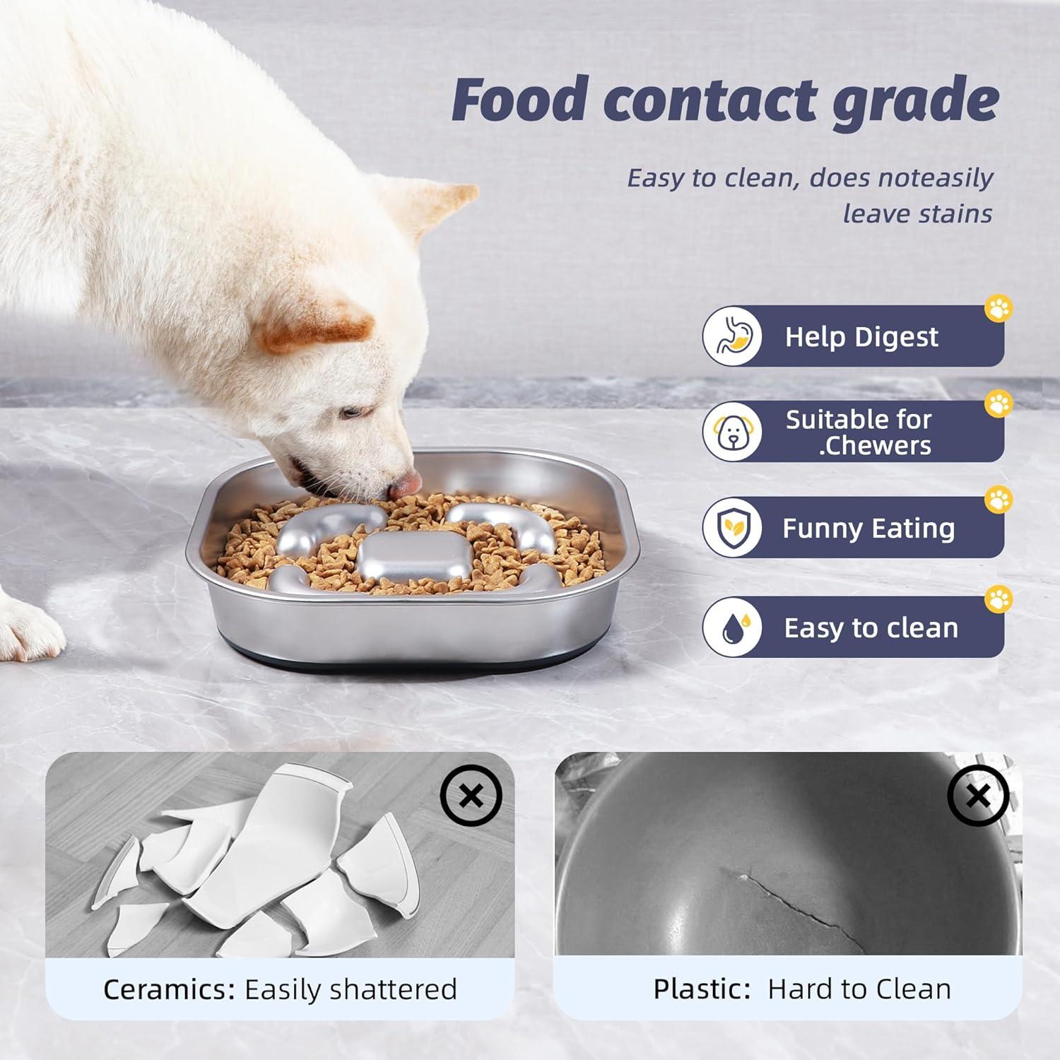 Cuenco de Alimentación Lenta Nicelock Acero Inoxidable 4 Tazas