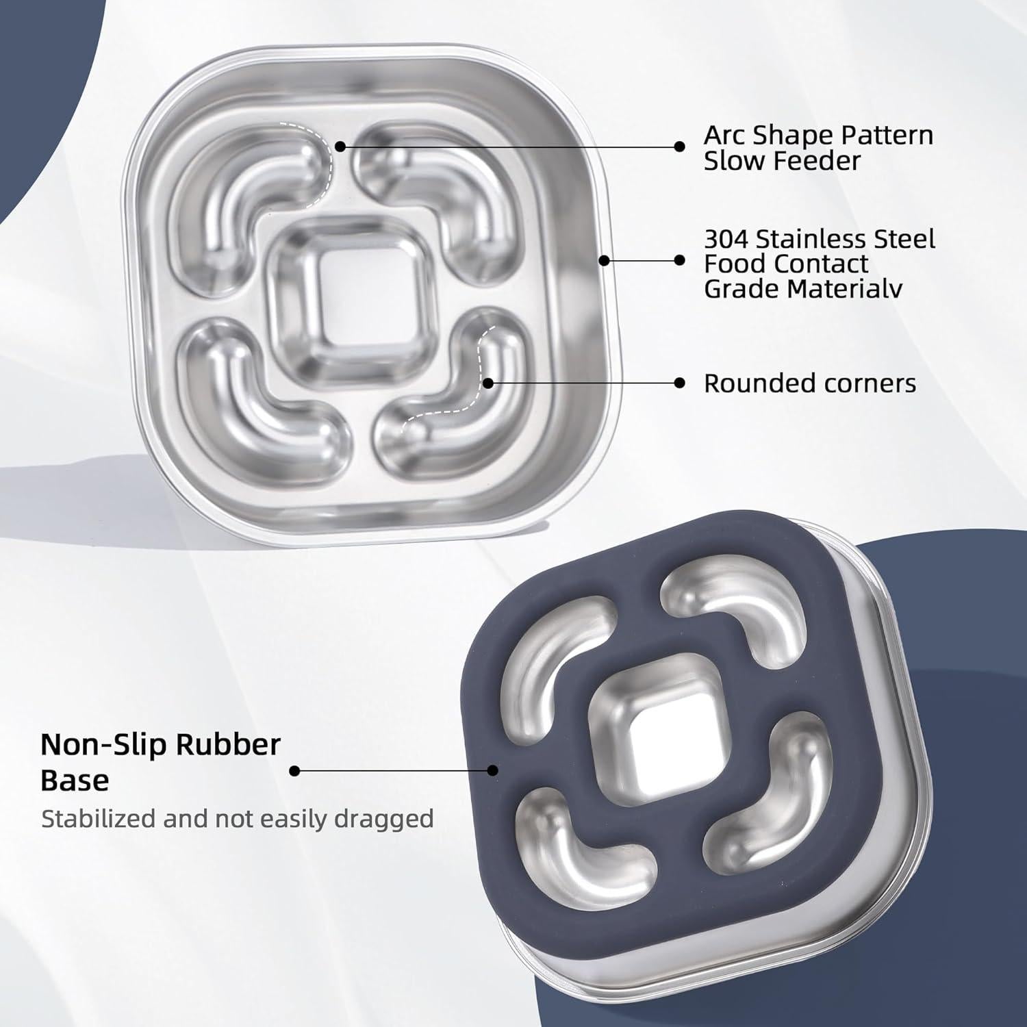 Cuenco de Alimentación Lenta Nicelock Acero Inoxidable 4 Tazas