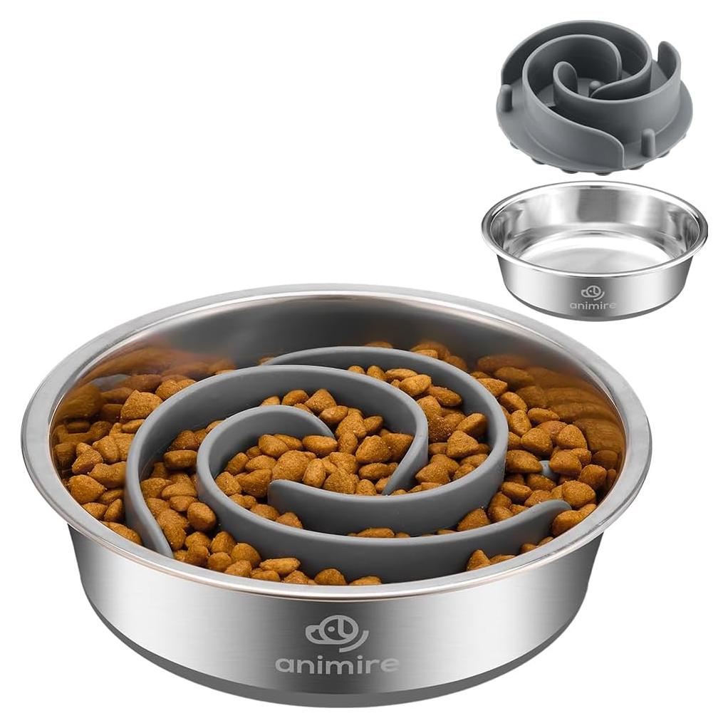 Cuenco de Perro Antideslizante Animire 2-en-1 Acero Inoxidable