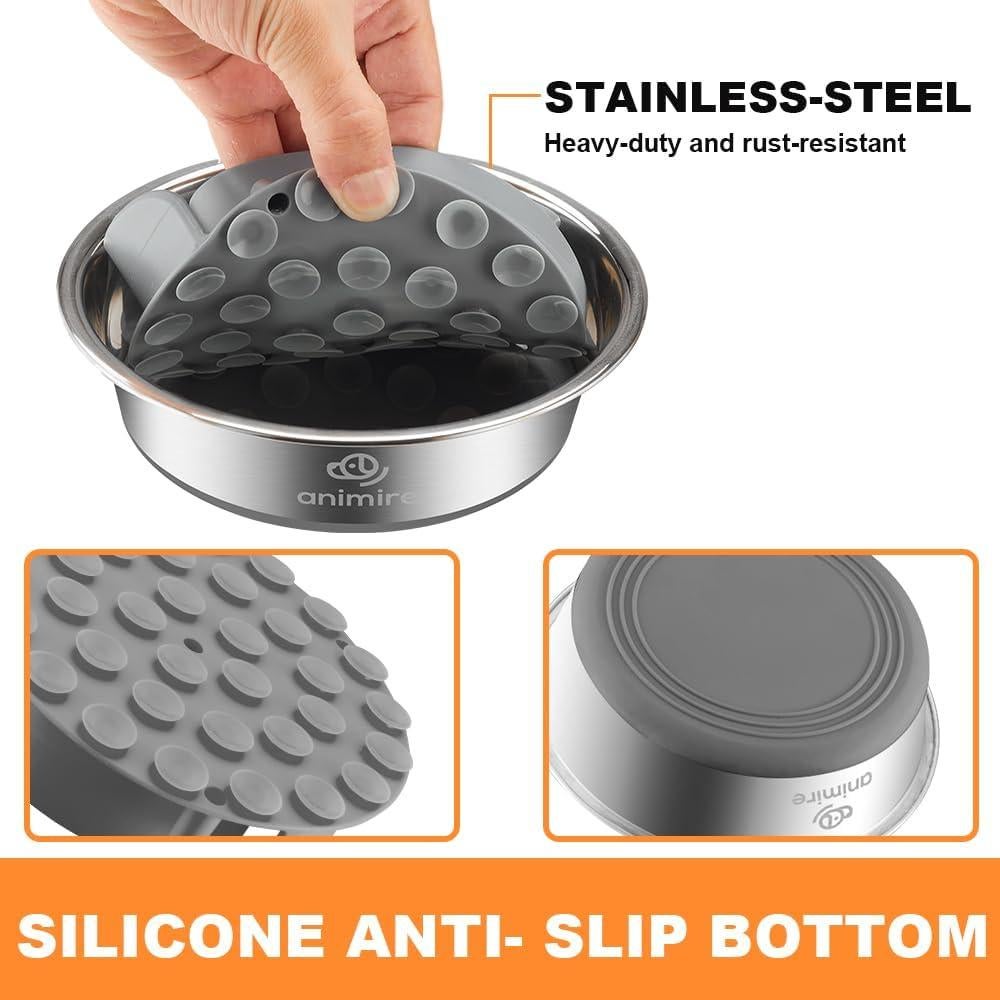 Cuenco de Perro Antideslizante Animire 2-en-1 Acero Inoxidable