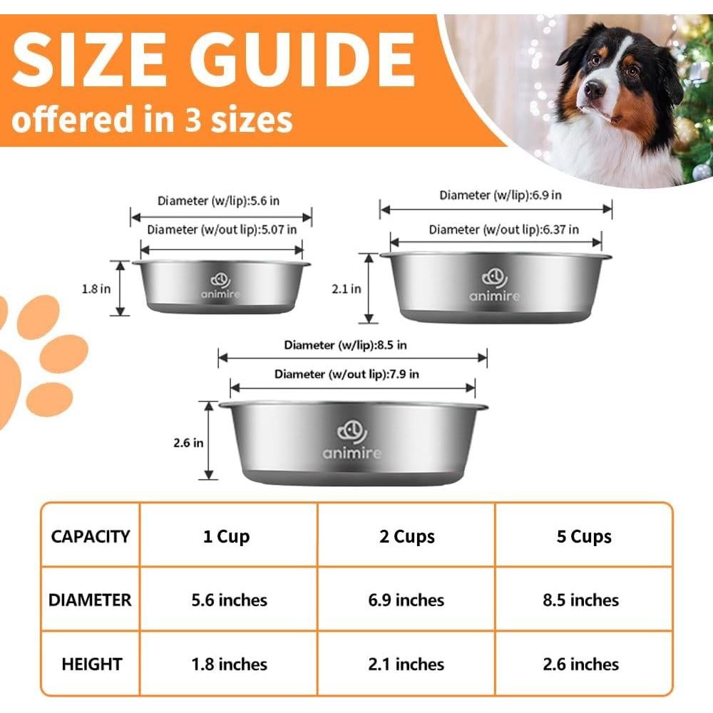 Cuenco de Perro Antideslizante Animire 2-en-1 Acero Inoxidable