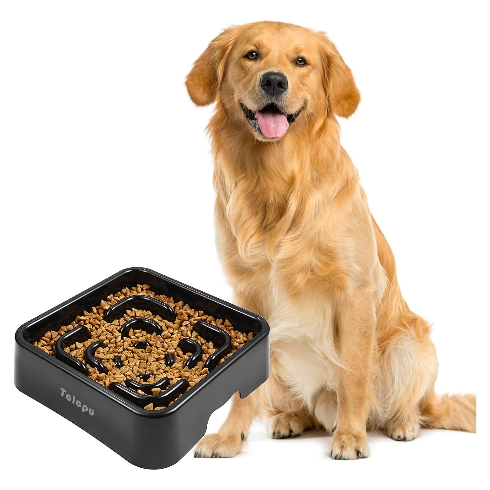 Cuenco Antibloat para Perros Tolopu Grande 10 Tazas ABS Negro