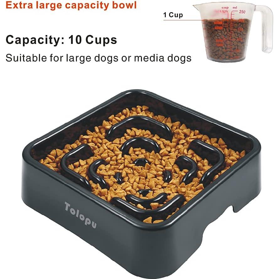 Cuenco Antibloat para Perros Tolopu Grande 10 Tazas ABS Negro