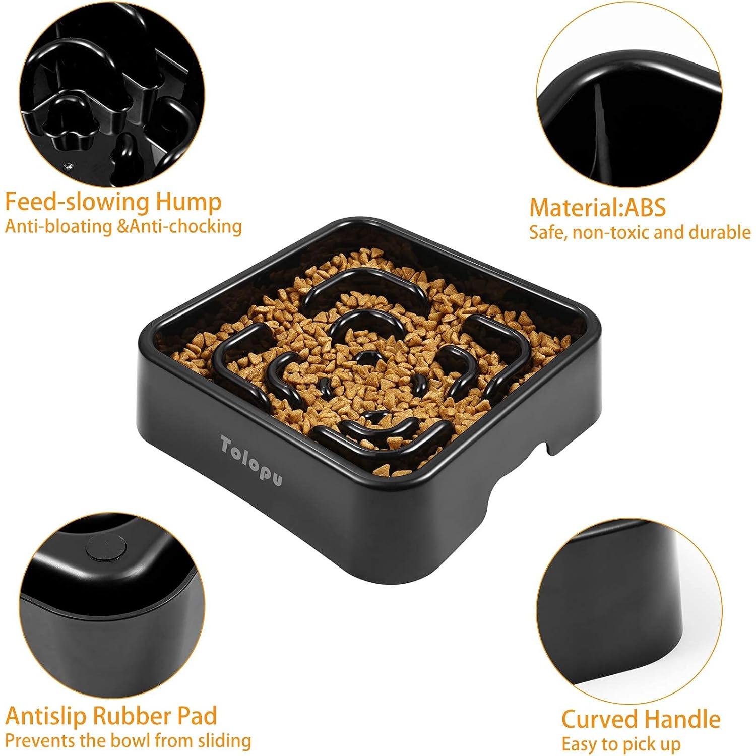 Cuenco Antibloat para Perros Tolopu Grande 10 Tazas ABS Negro