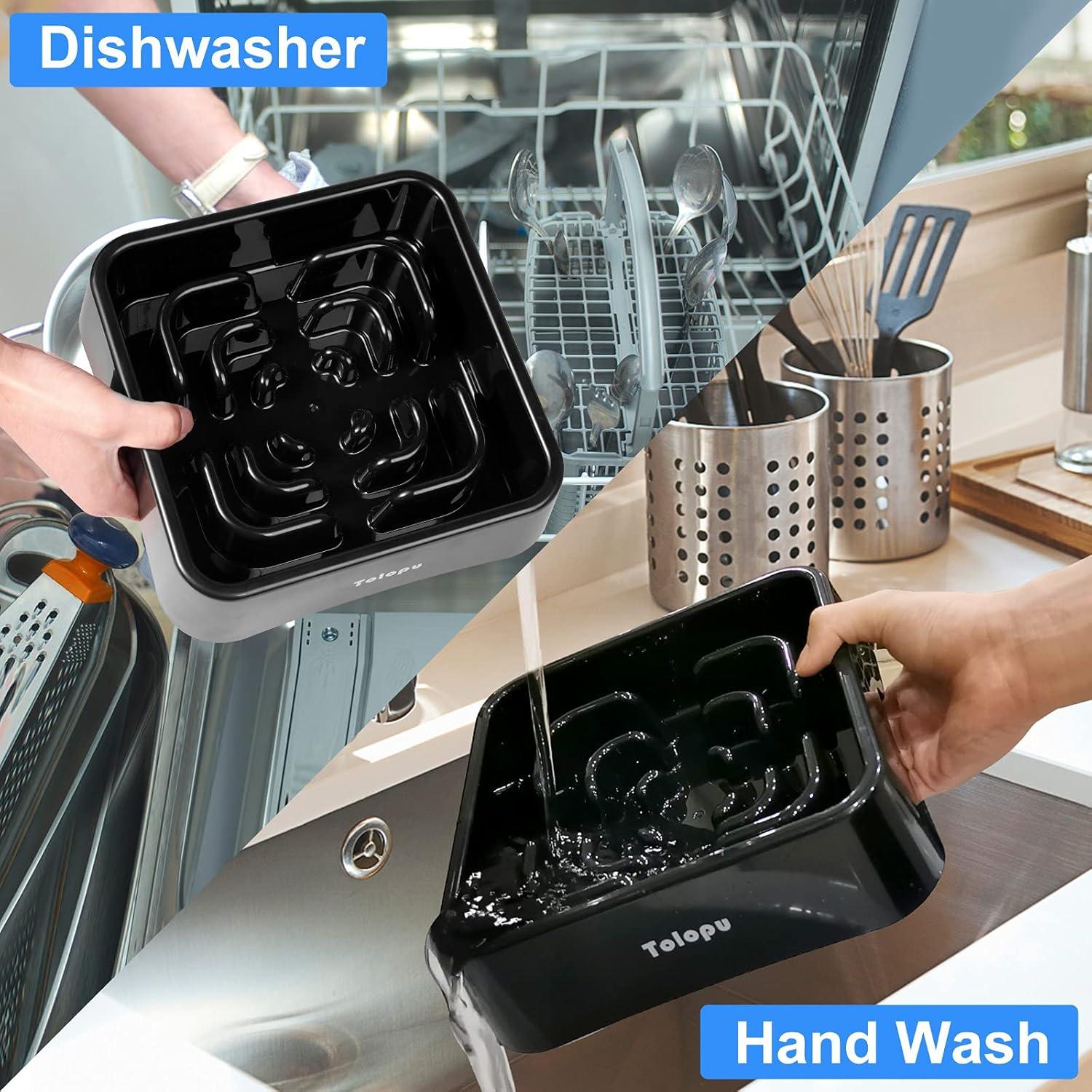 Cuenco Antibloat para Perros Tolopu Grande 10 Tazas ABS Negro