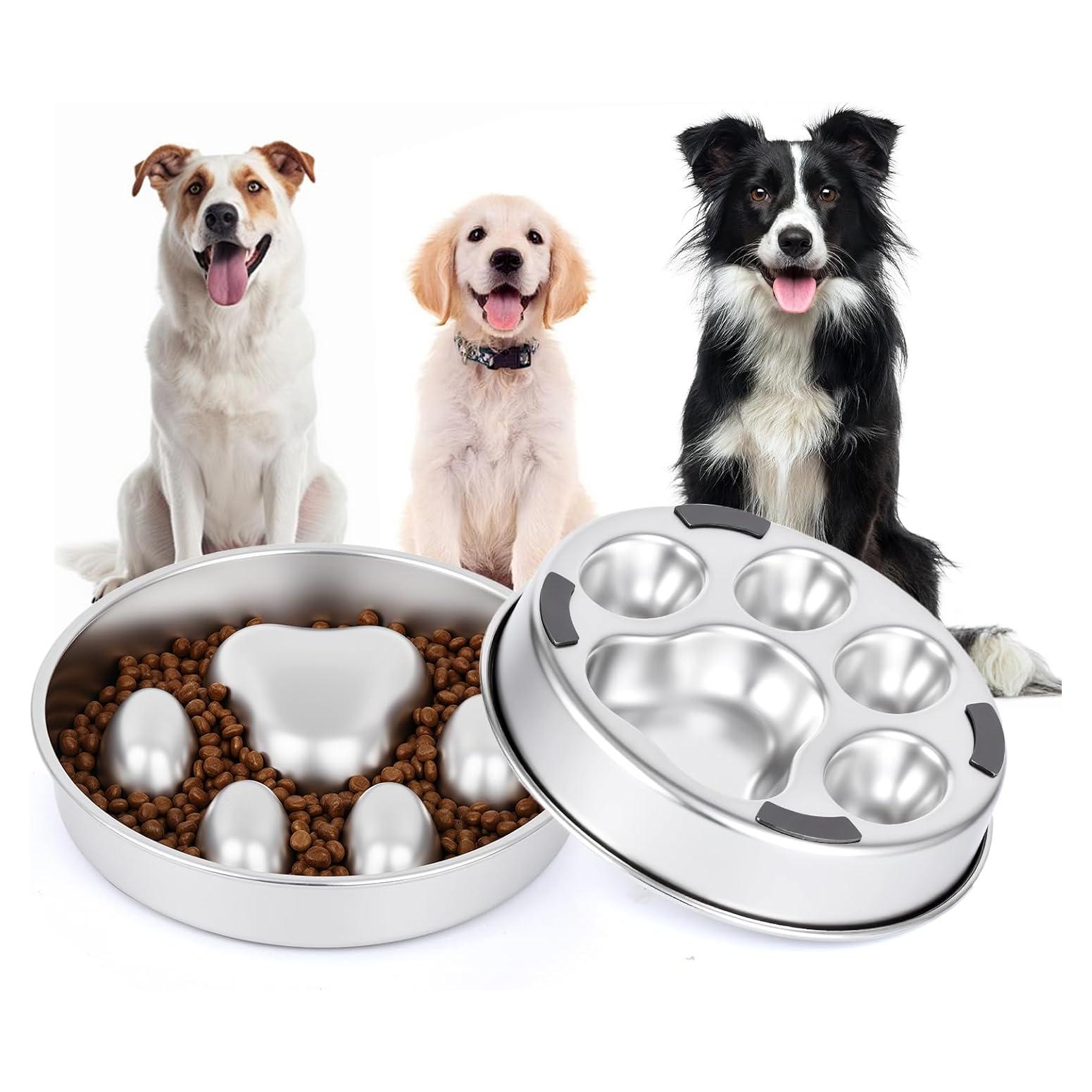 Cuenco de Alimentación Lenta para Perros GLYVIAN 2 Tazas Acero Inoxidable