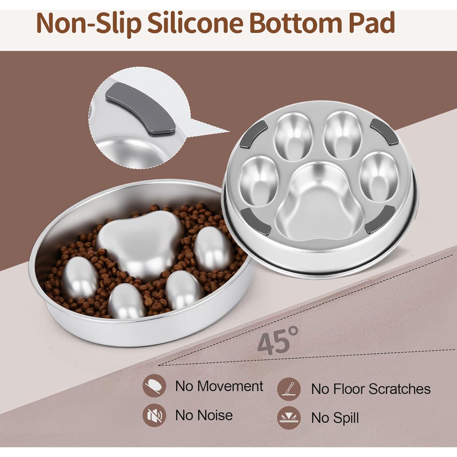 Cuenco de Alimentación Lenta para Perros GLYVIAN 2 Tazas Acero Inoxidable