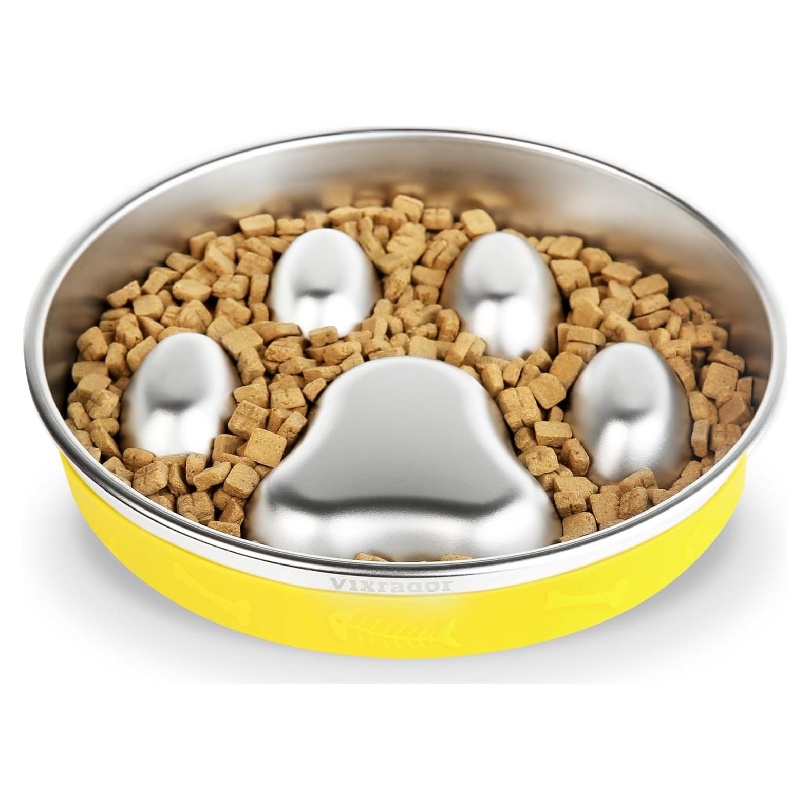 Cuenco de Alimentación Lenta Vixrador Amarillo 2 Tazas Acero Inoxidable