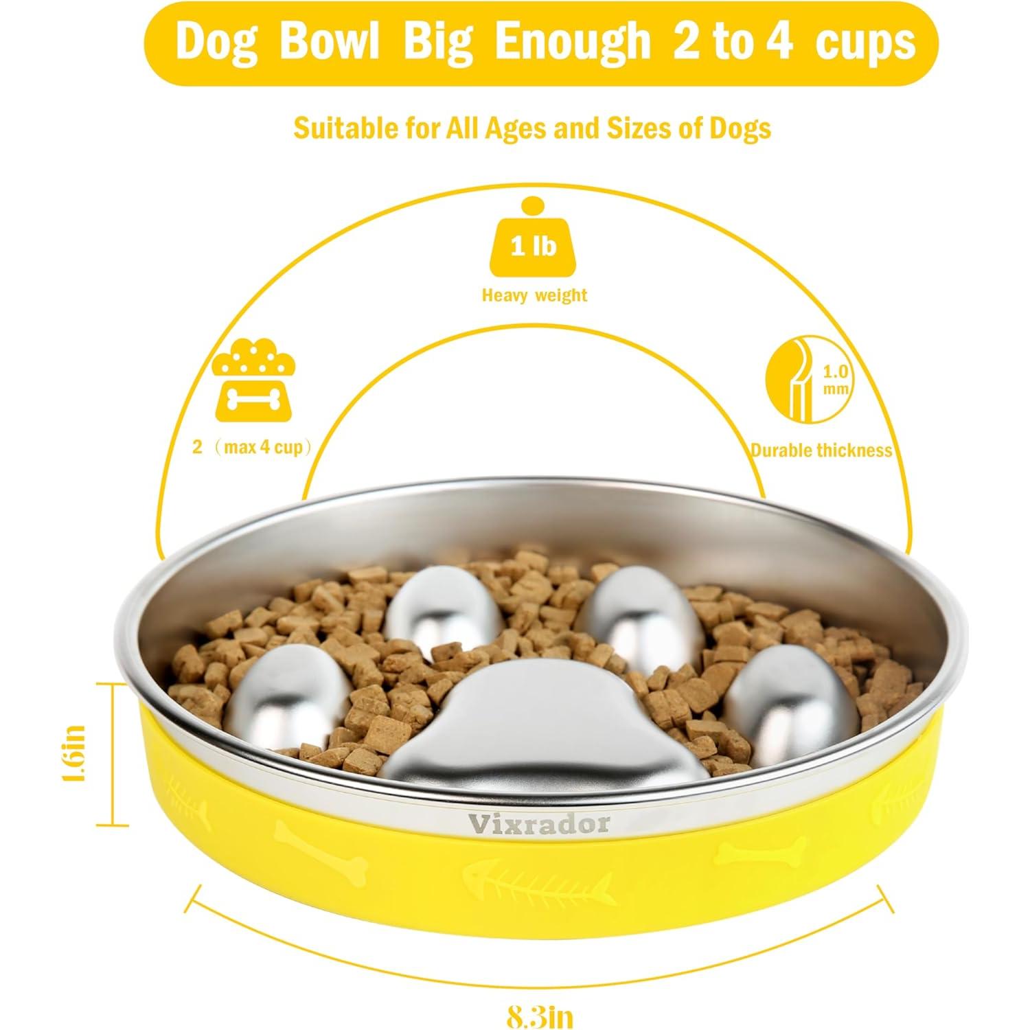 Cuenco de Alimentación Lenta Vixrador Amarillo 2 Tazas Acero Inoxidable