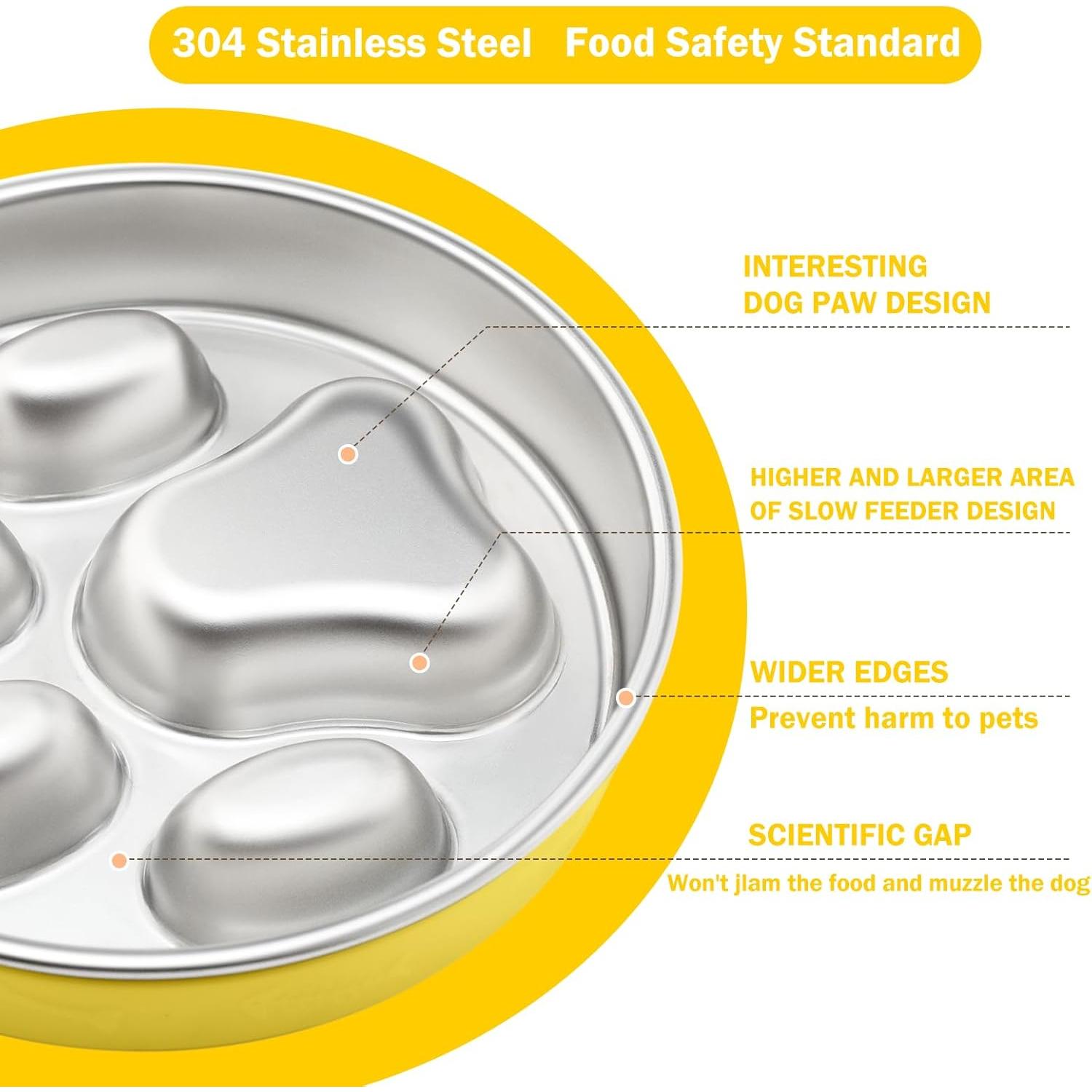 Cuenco de Alimentación Lenta Vixrador Amarillo 2 Tazas Acero Inoxidable