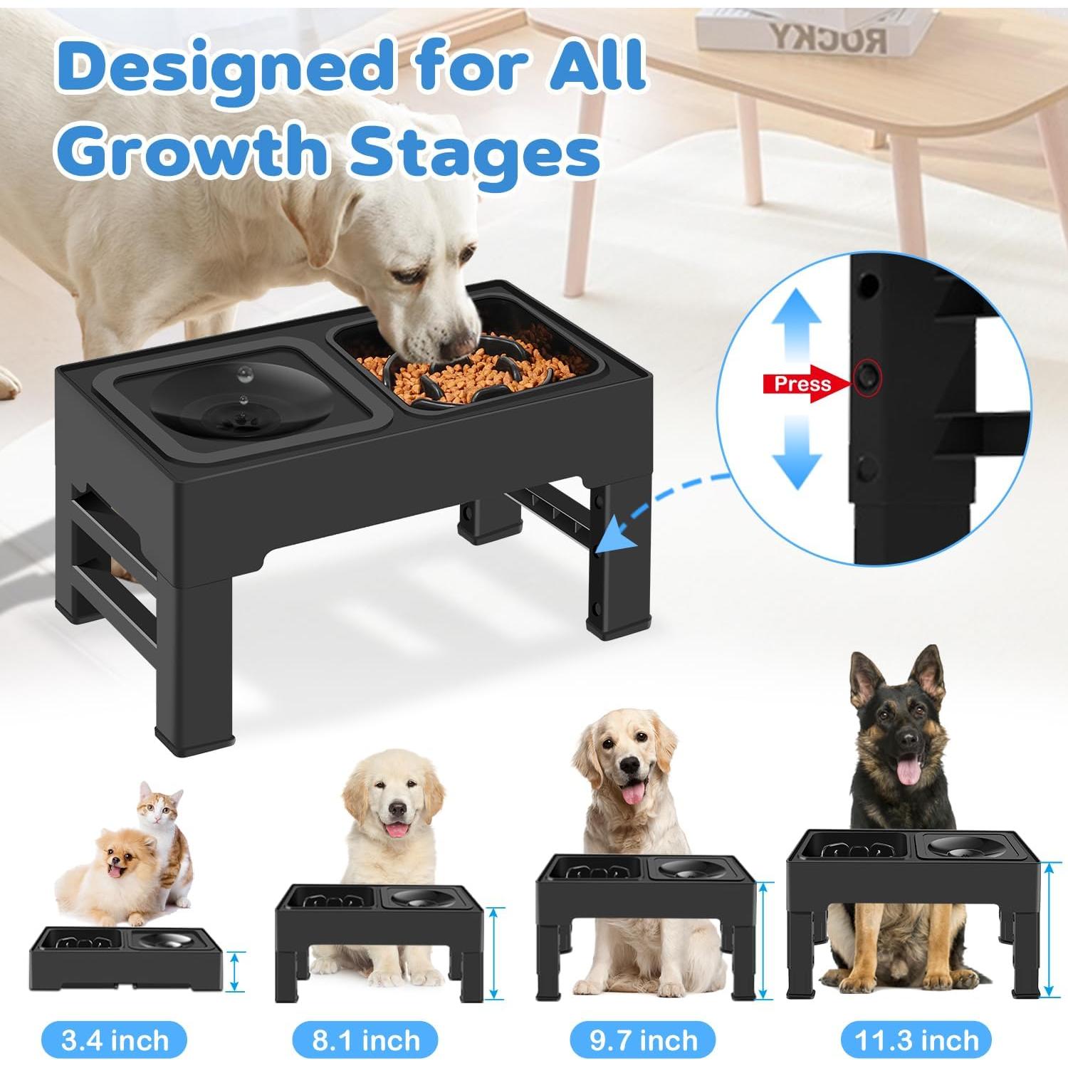 Cuencos Elevados Ajustables IKUSO para Perros y Gatos 2-en-1