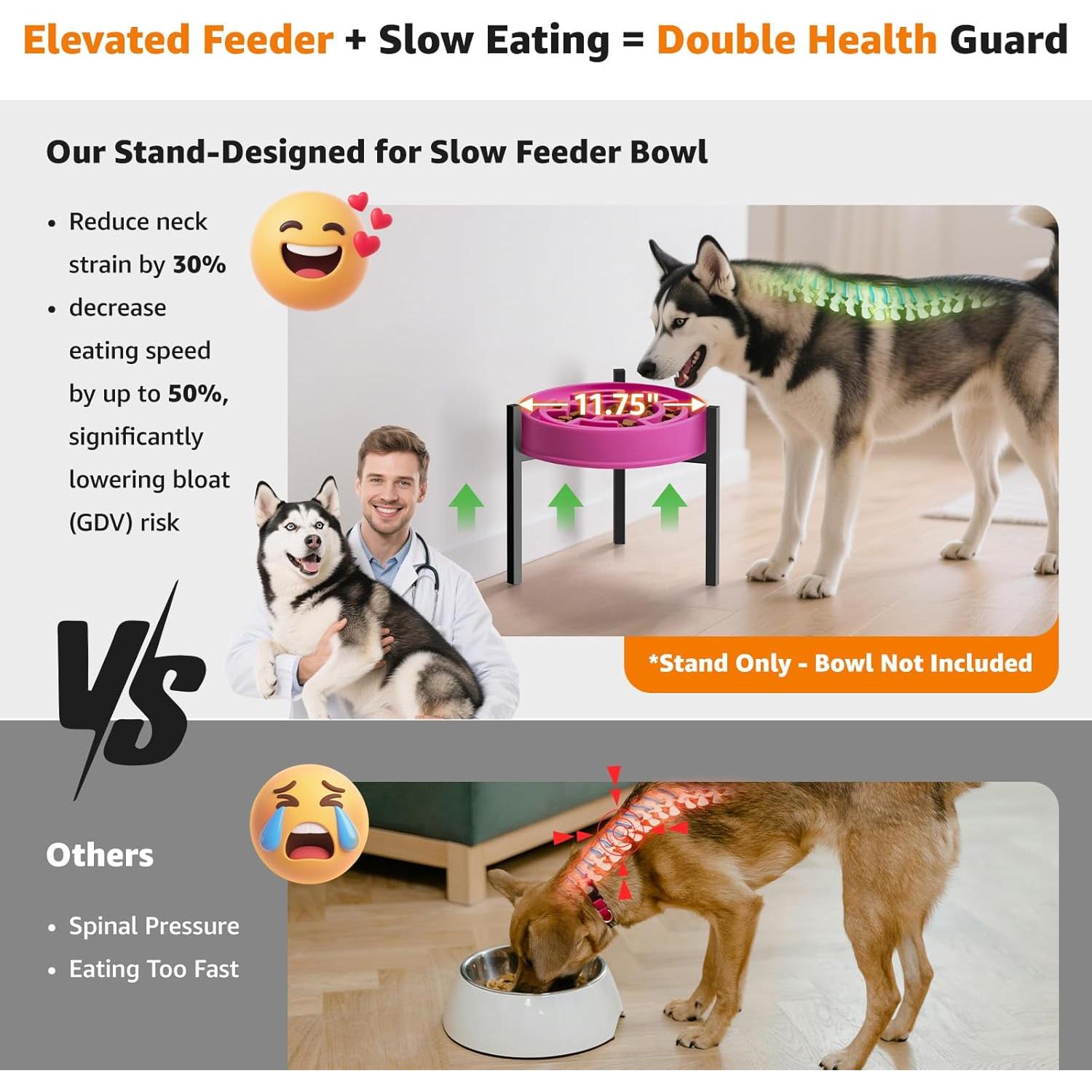 Soporte elevado para tazones de perro LOOBANI 24.8 cm ajustable