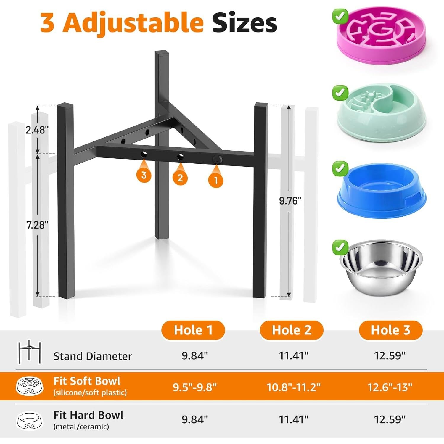 Soporte elevado para tazones de perro LOOBANI 24.8 cm ajustable