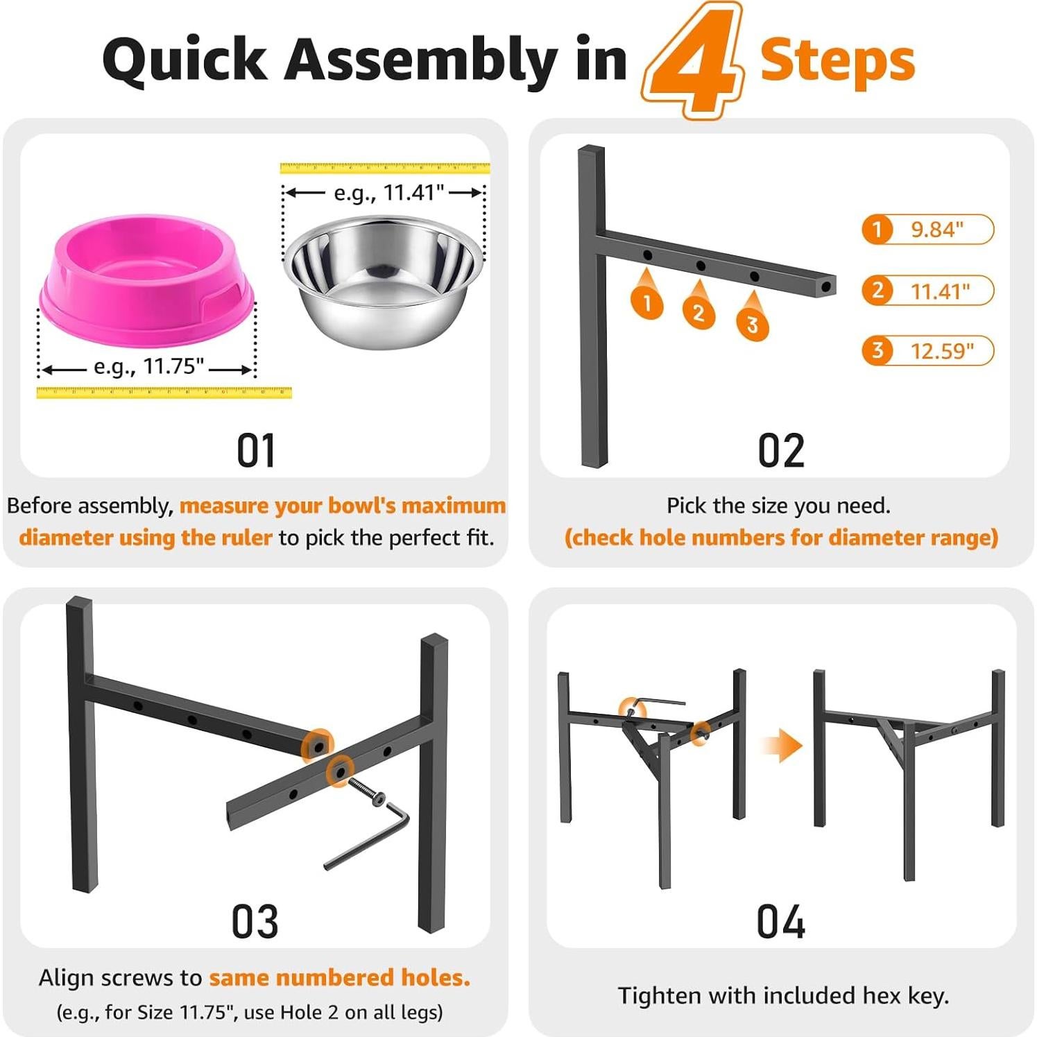Soporte elevado para tazones de perro LOOBANI 24.8 cm ajustable