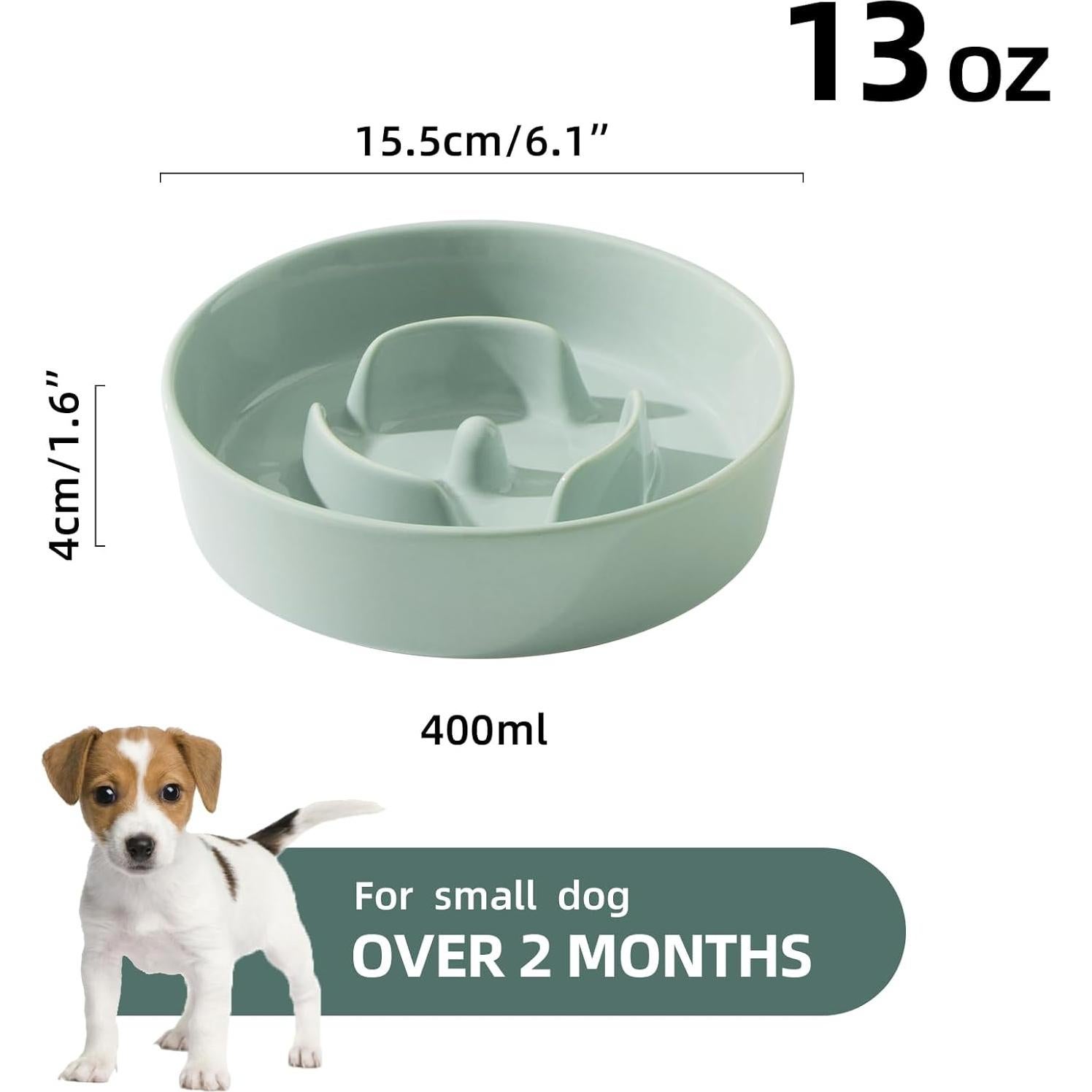 Tazón Cerámica Alimentador Lento Havniva 15.5 cm Verde Claro